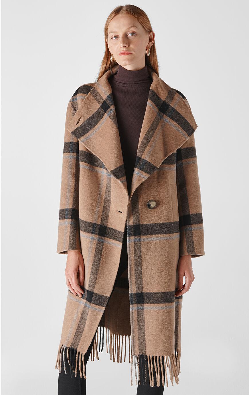 Sale > whistles fringe detail wrap coat > in stock