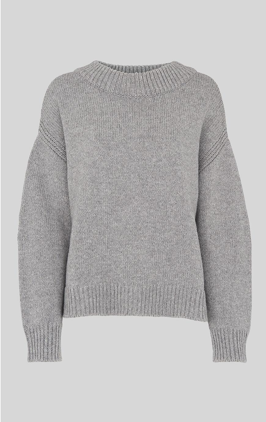 Whistles Wool Chunky Cropped Knit in Grey (Gray) Lyst
