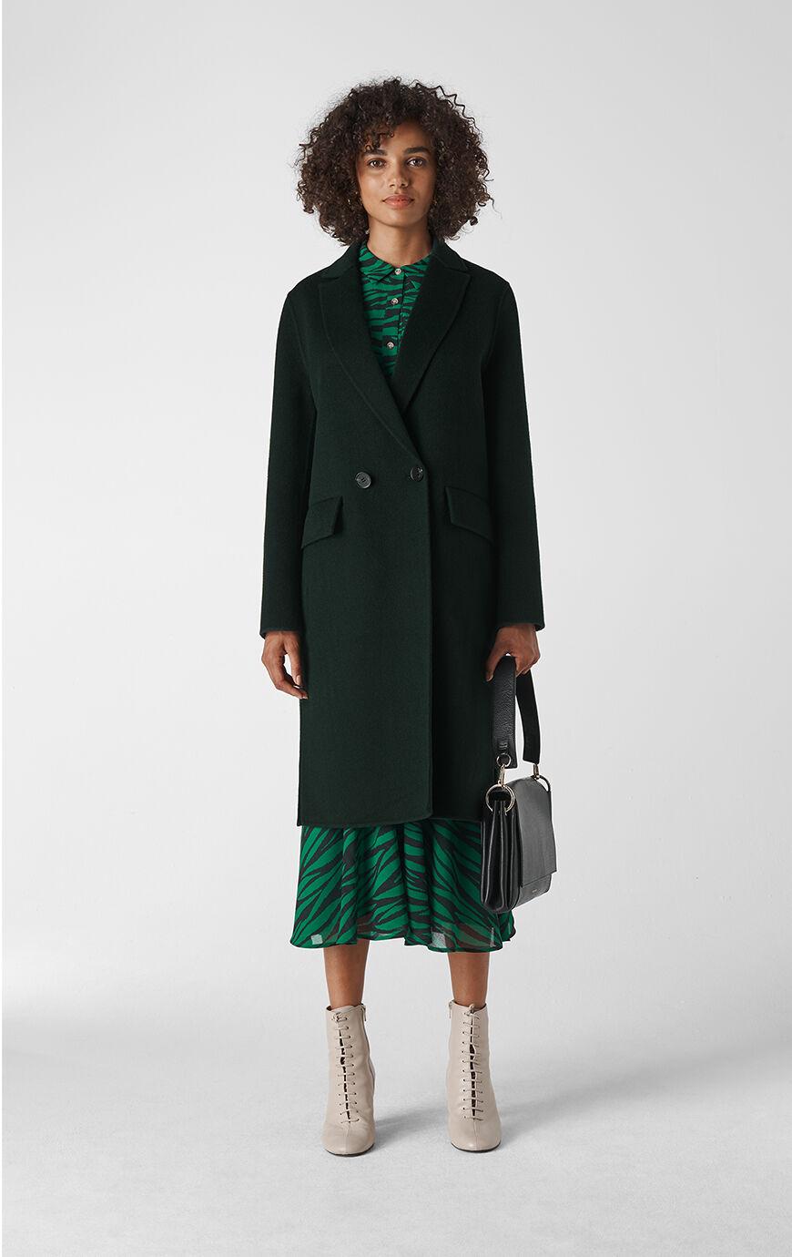 dark green boucle coat