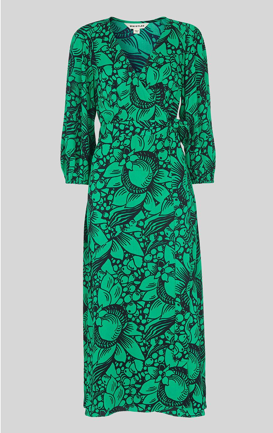 whistles josephine print wrap dress