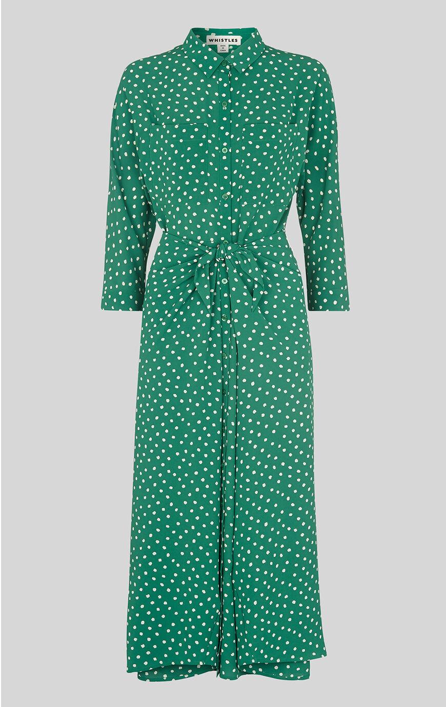 whistles green polka dot dress