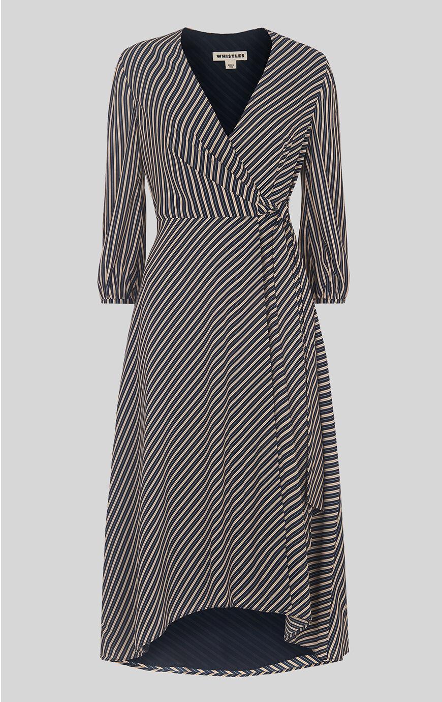 whistles stripe wrap dress