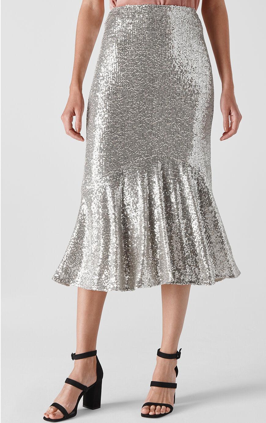 whistles black sequin skirt