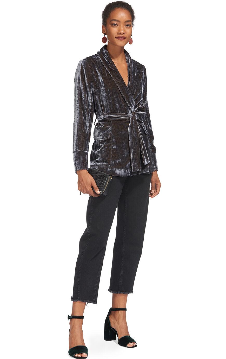 Whistles Crushed Velvet Wrap Jacket in Silver (Metallic) Lyst