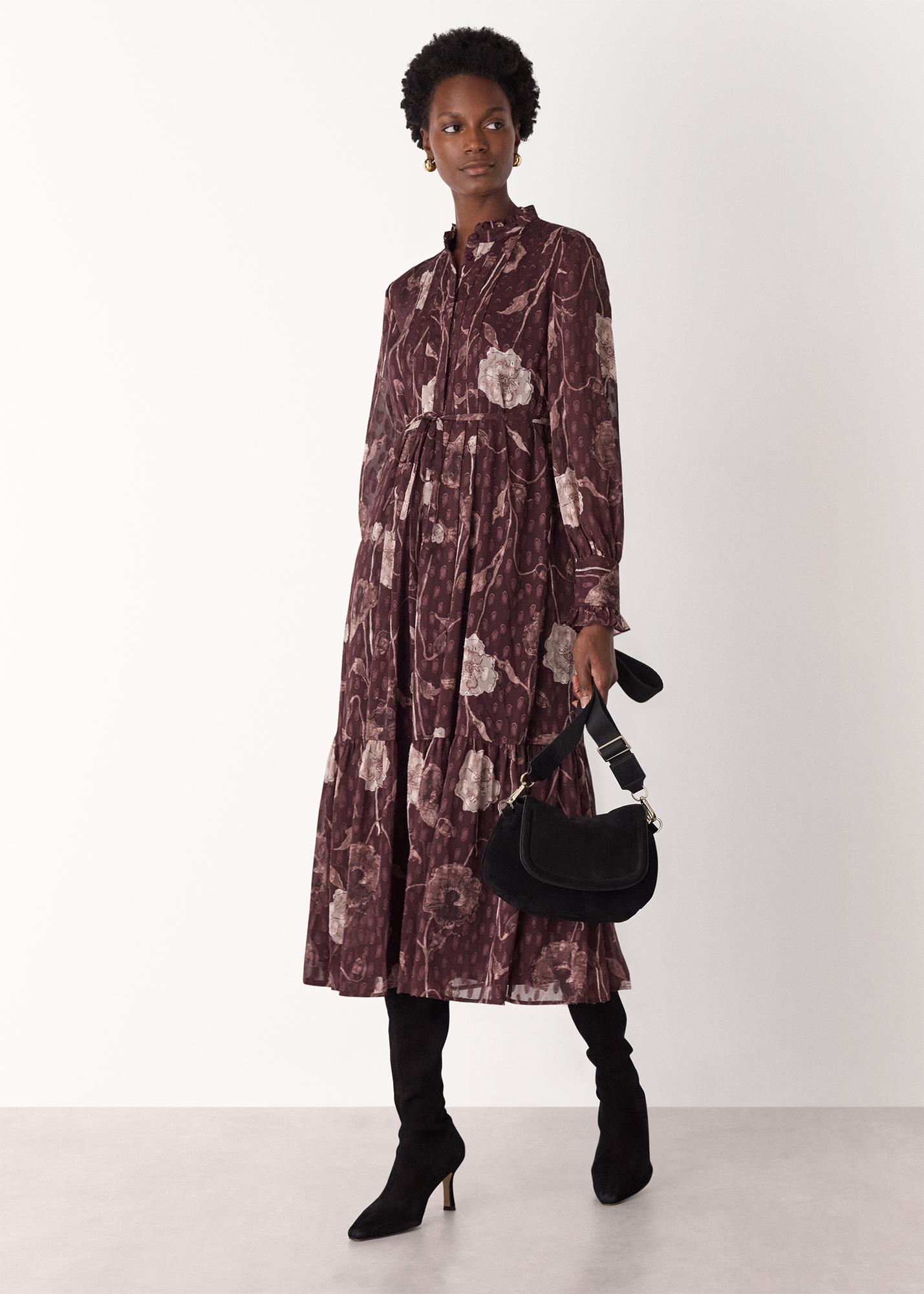 Whistles Floral Dobby Midi Dress Lyst UK