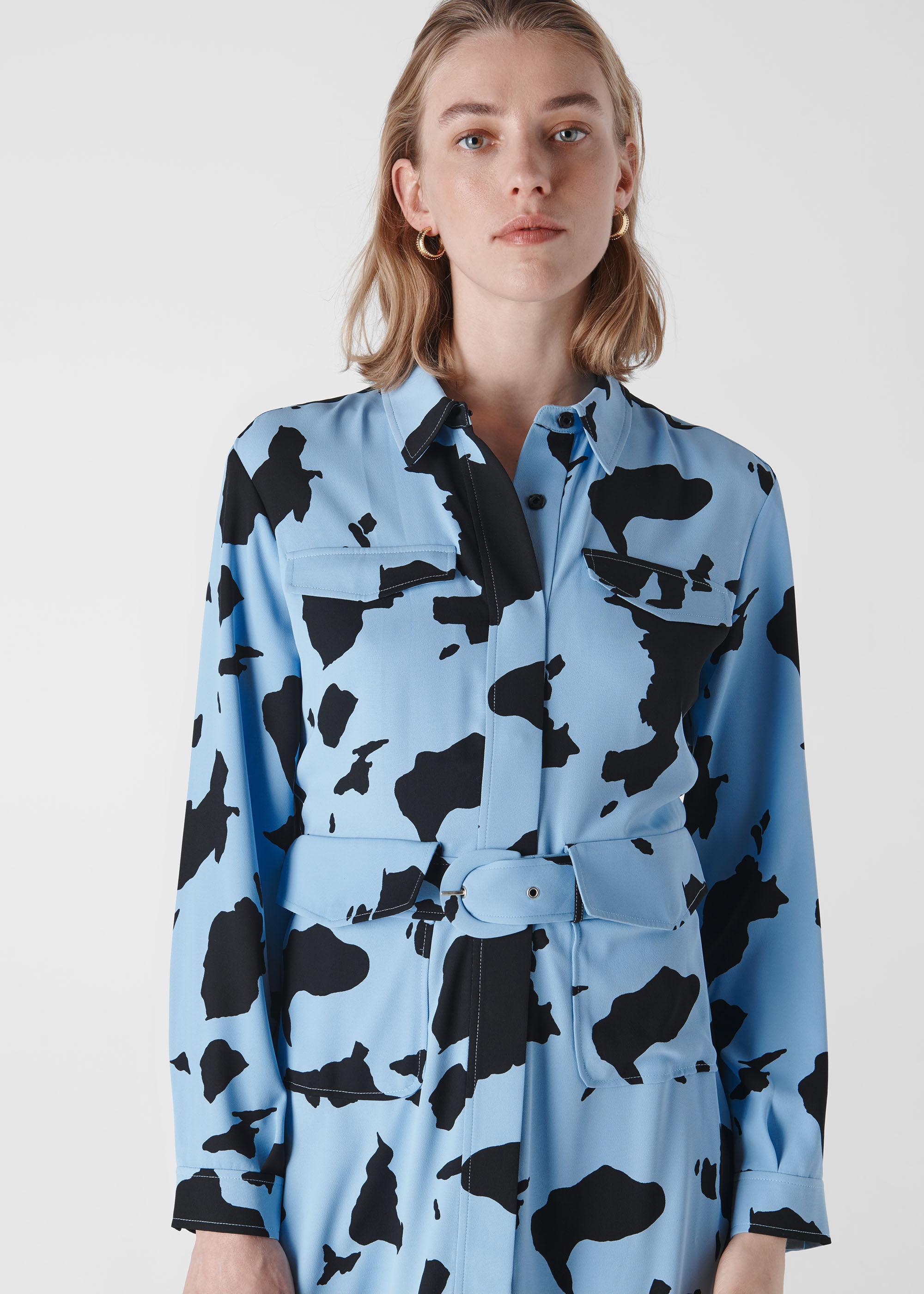 Whistles Leather Cow Print Military 