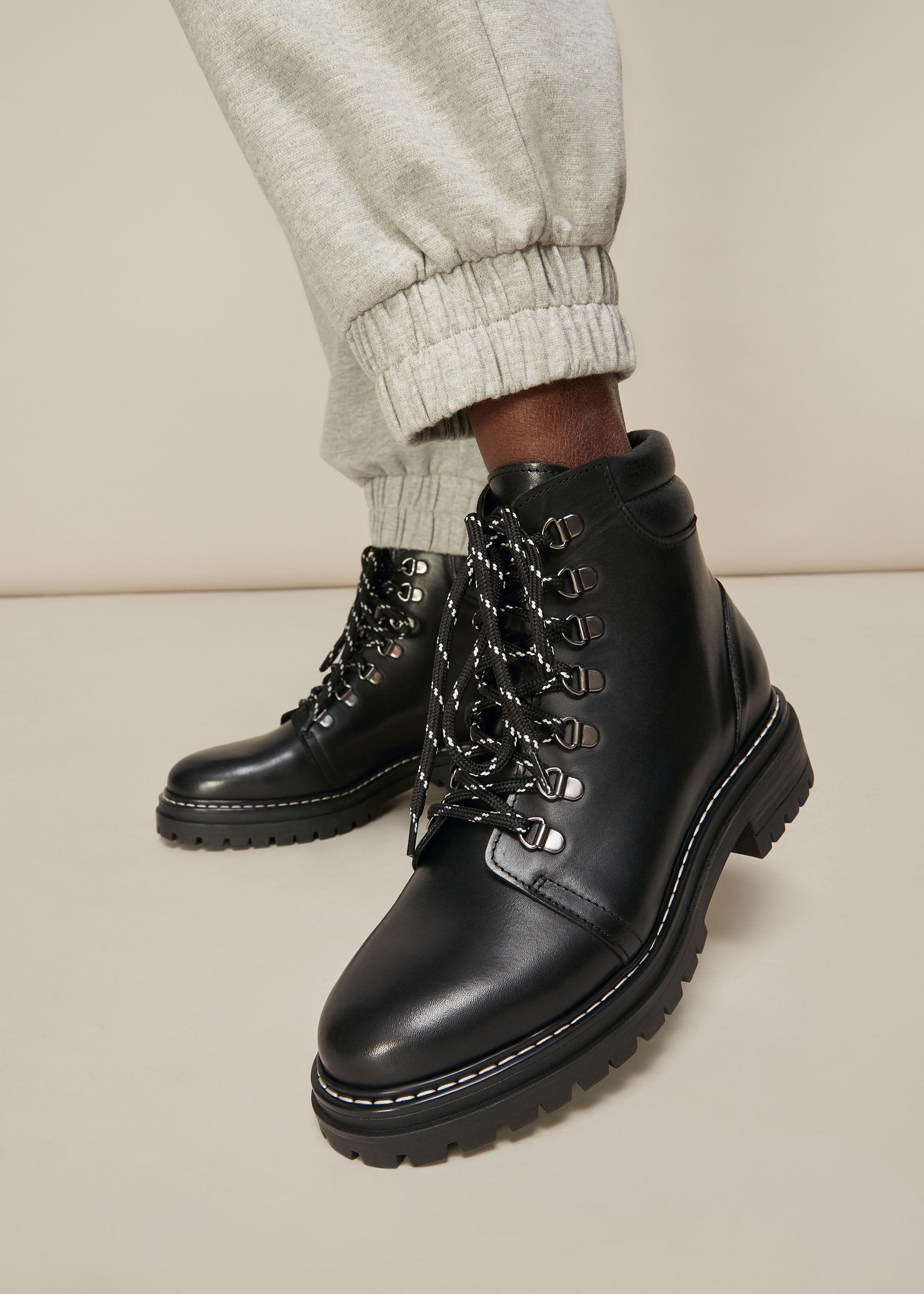 Whistles Amber Leather Lace Up Ankle 
