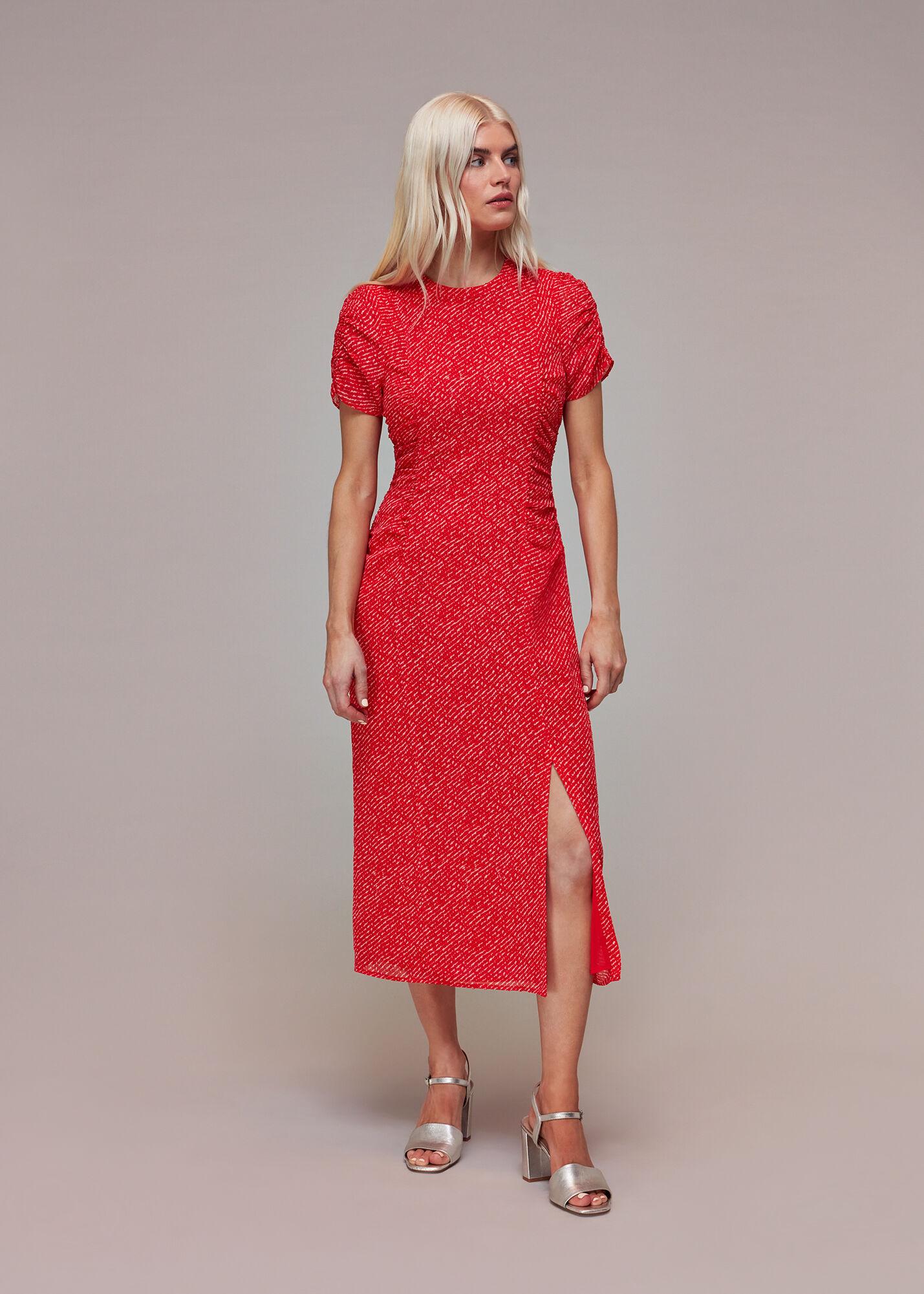 Whistles Diagonal Fleck Dobby Dress in Red Lyst