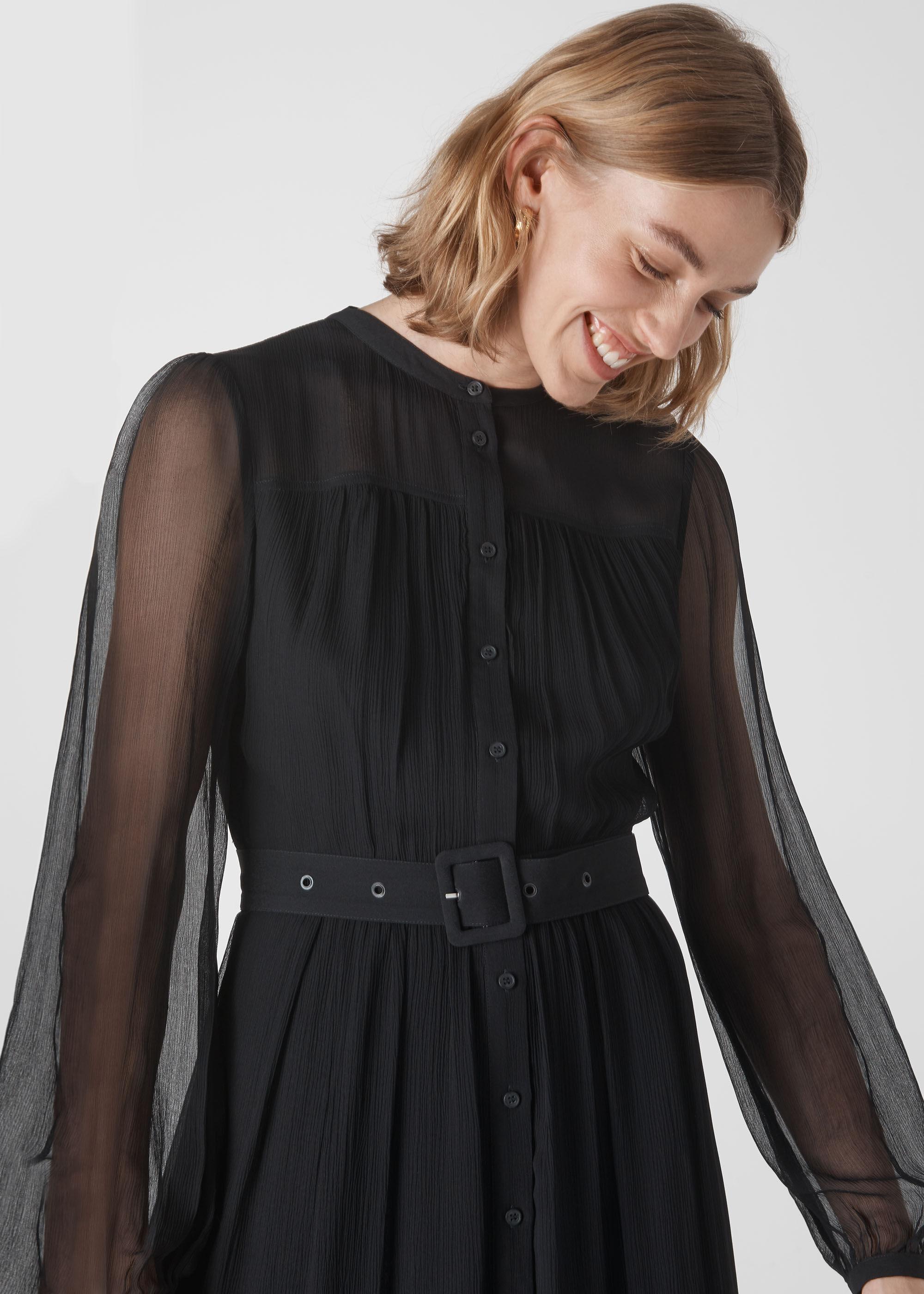 whistles textured belted midi dress