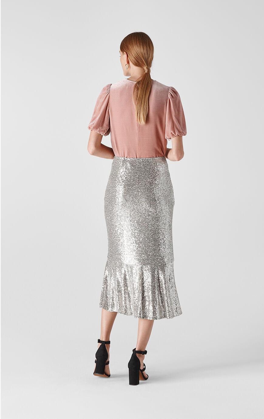 whistles black sequin skirt
