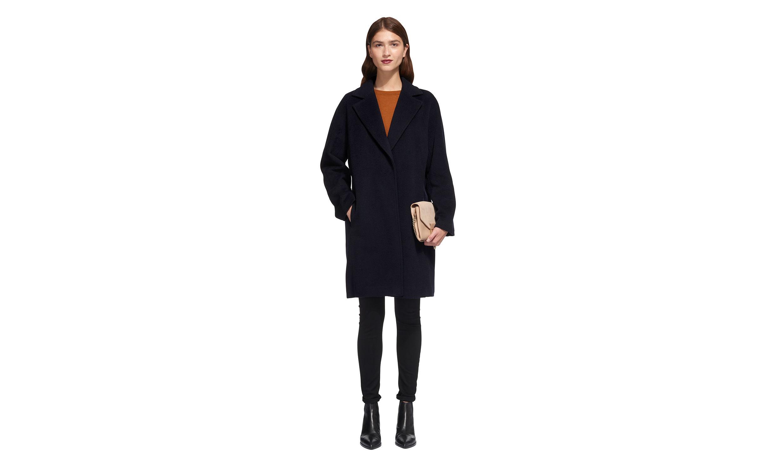 navy cocoon coat