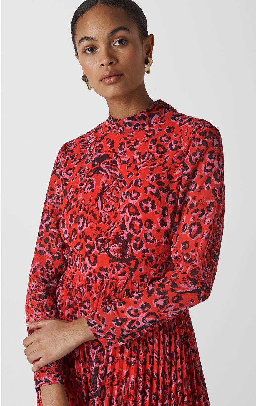 whistles jungle cat dress red