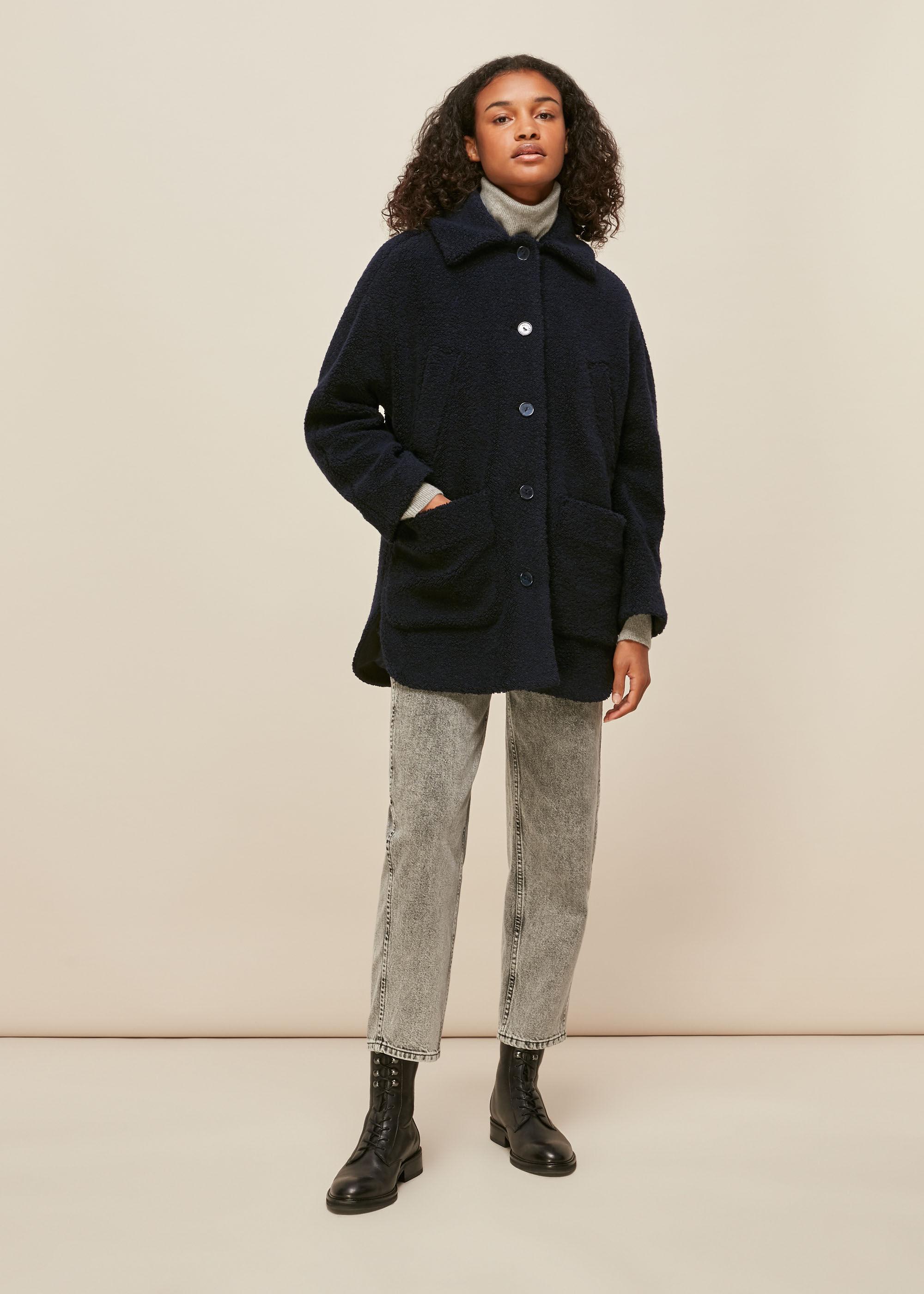 Whistles Teddy Lumberjacket in Blue | Lyst