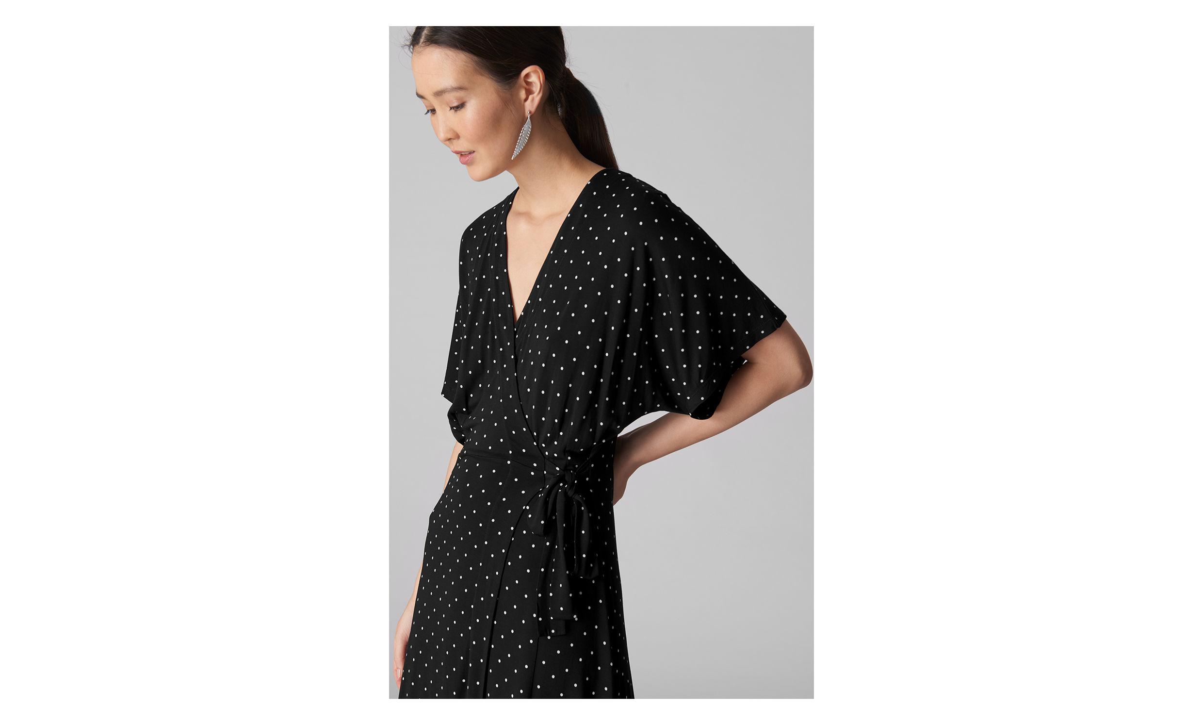 whistles spot wrap jersey dress