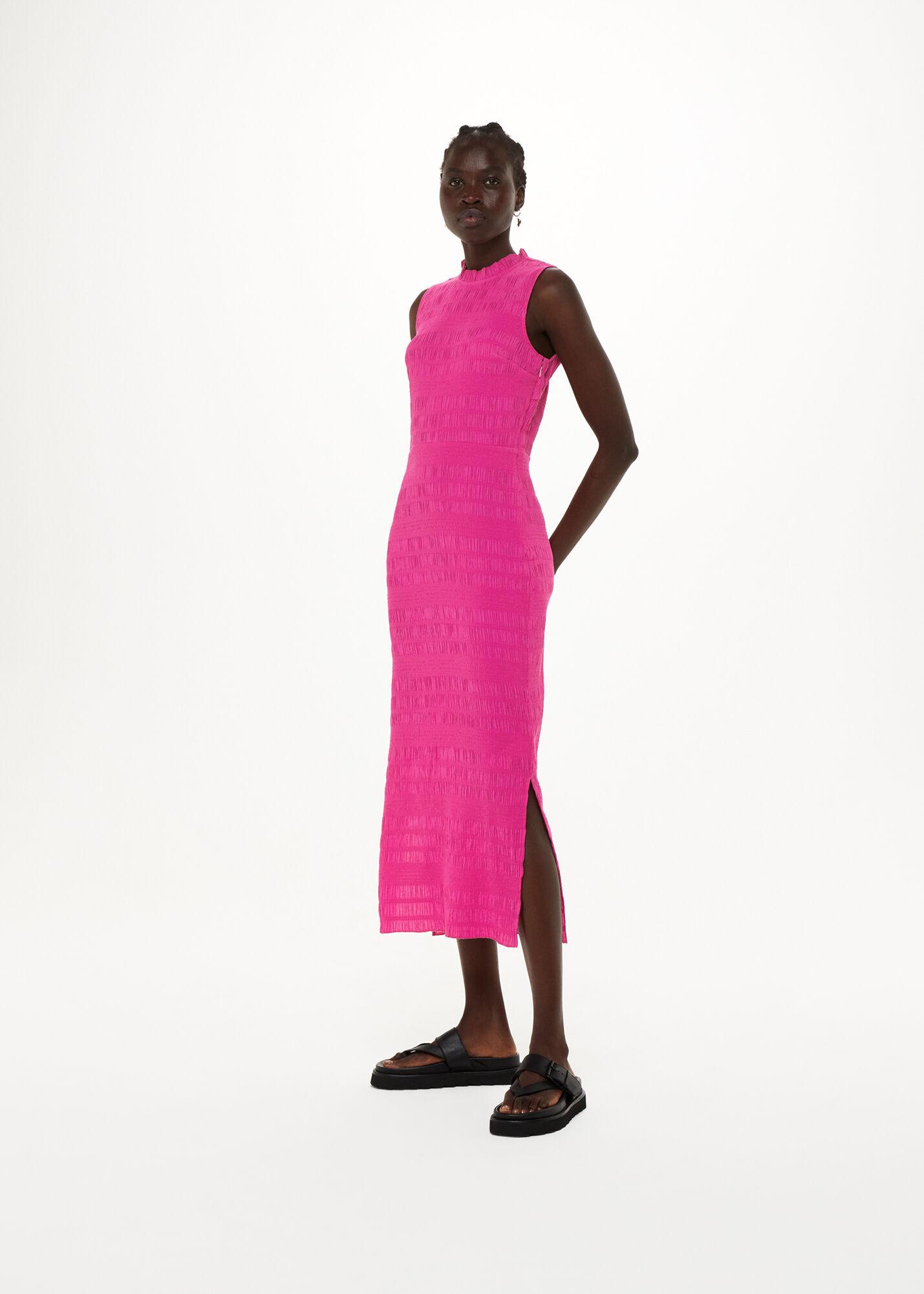 Whistles Maya Plisse Midi Dress in Pink | Lyst