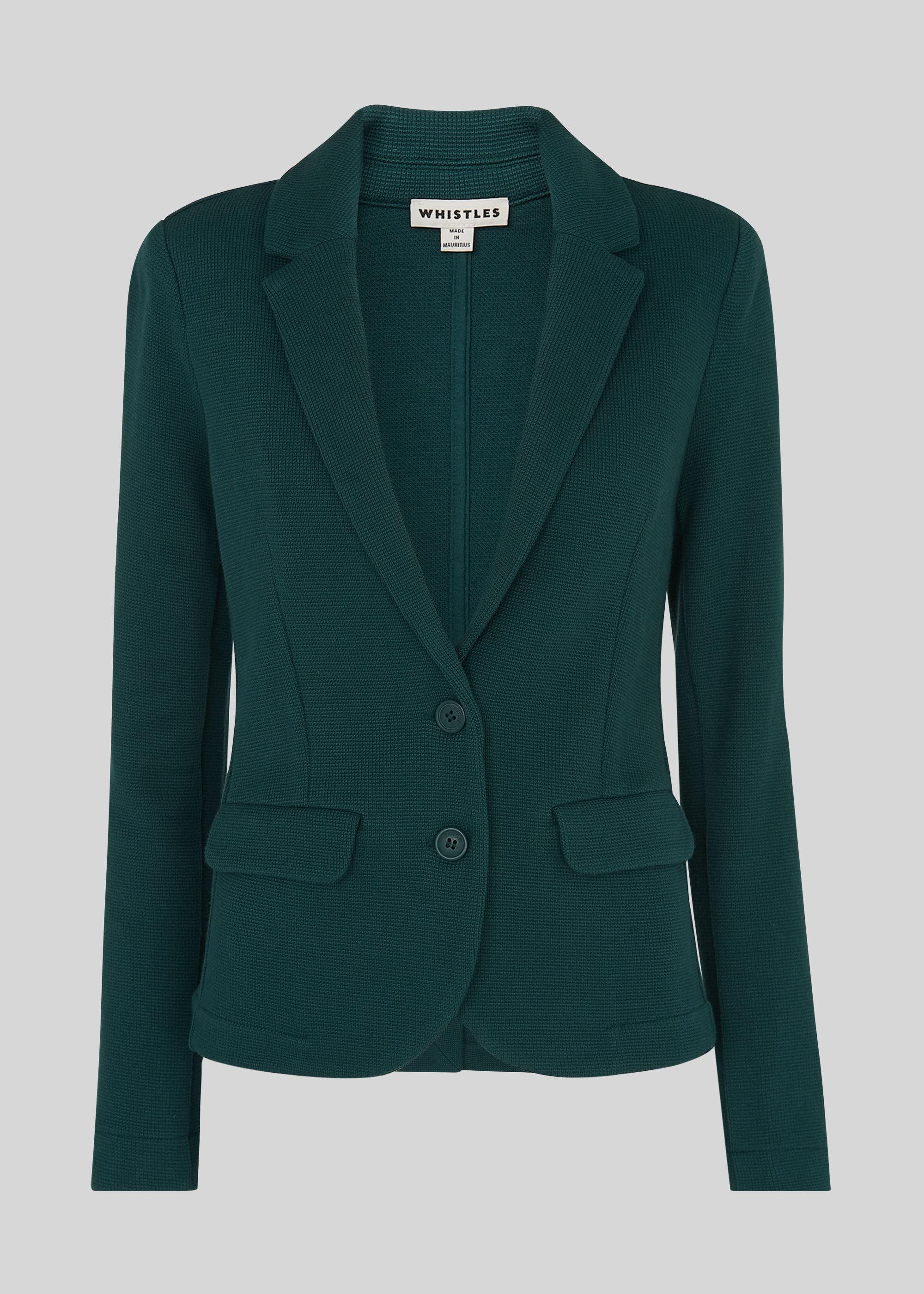 Whistles Cotton Slim Jersey Jacket in Dark Green (Green) Lyst