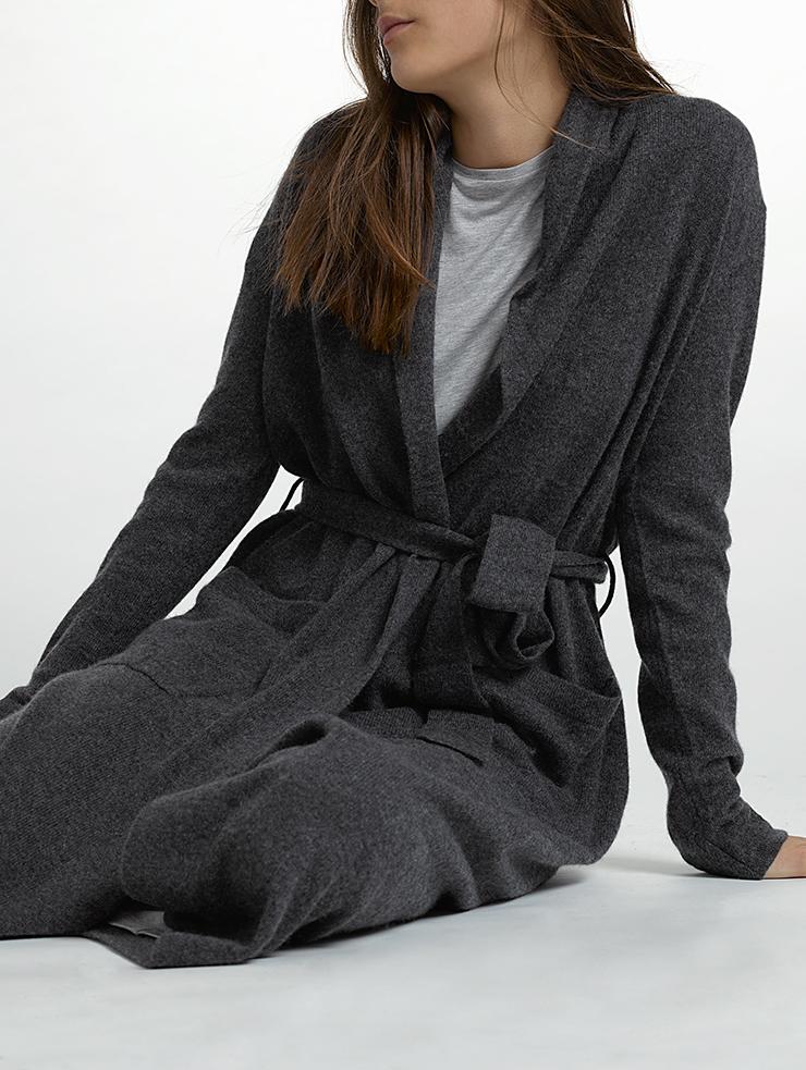 White + warren Long Cashmere Robe in Gray Lyst