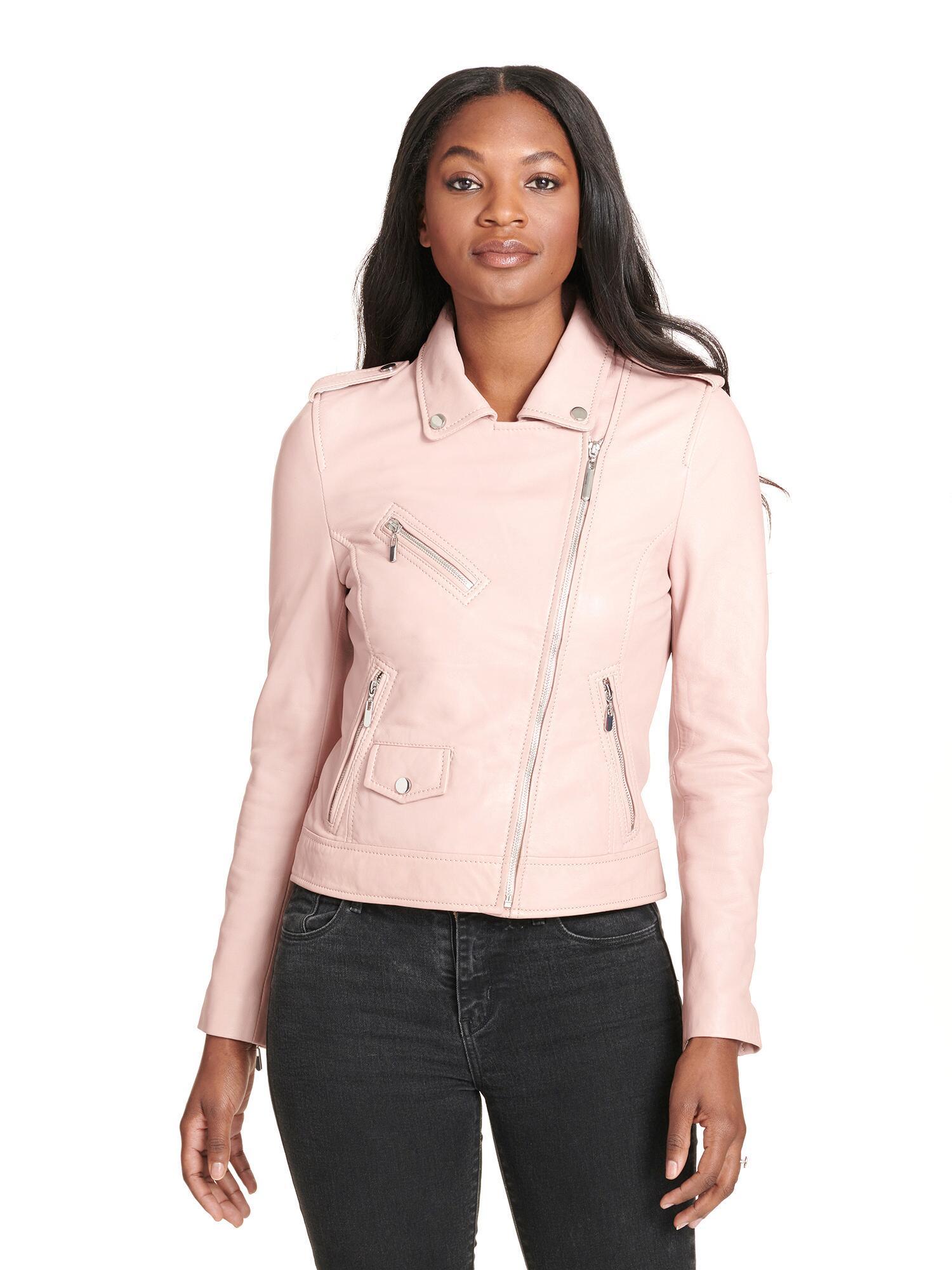 Wilsons Leather Claire Asymmetrical Leather Jacket in Pink | Lyst