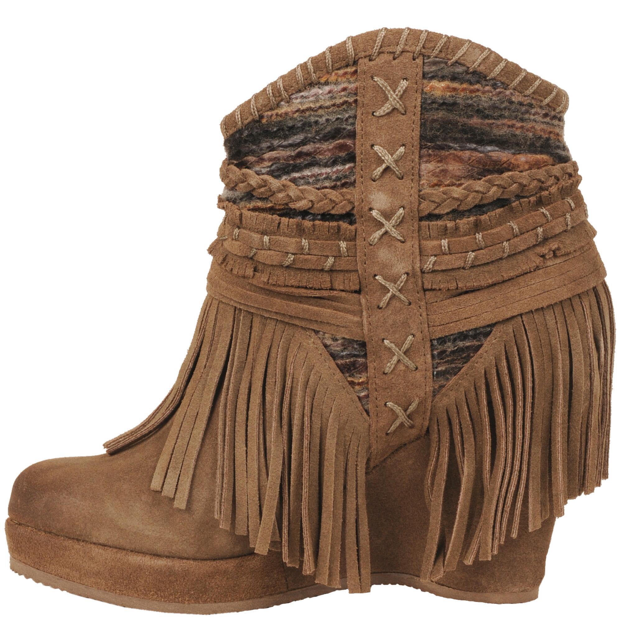Fringe hot sale wedge booties