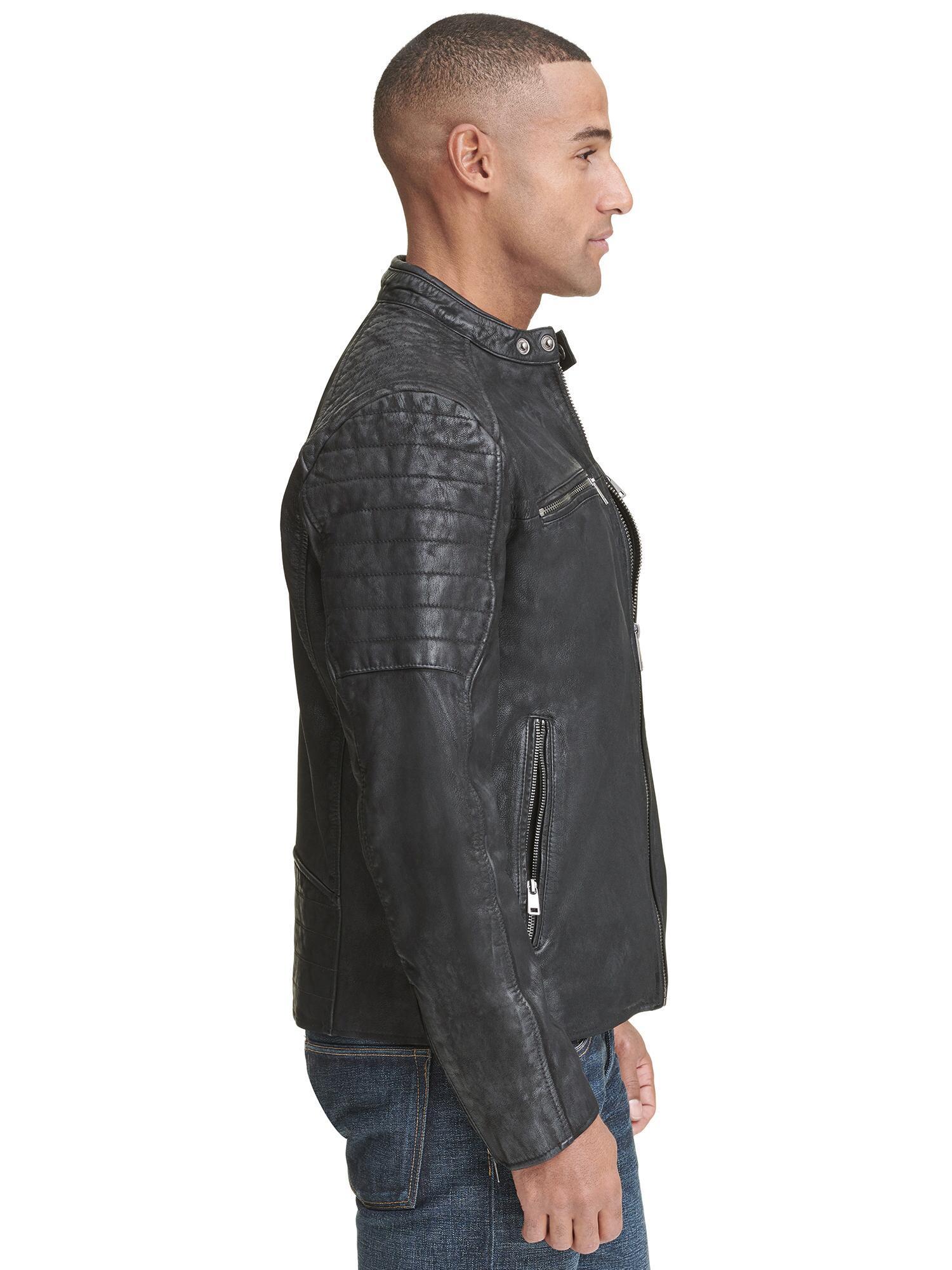 Wilsons Leather Zack Leather Moto Jacket in Black for Men | Lyst