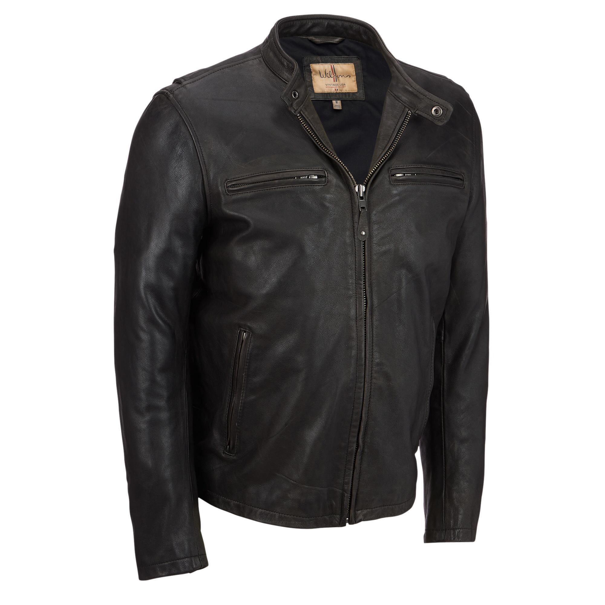 Wilsons Leather Vintage Leather Jacket W/ Weathered Finish in Black for