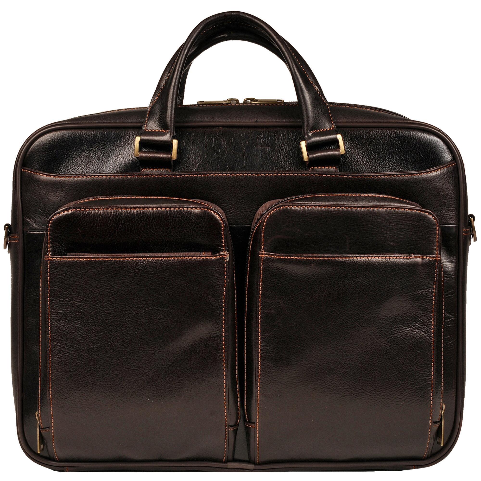 Wilsons Leather Leather Slim Rugged Briefcase in Dark Brown (Brown) for