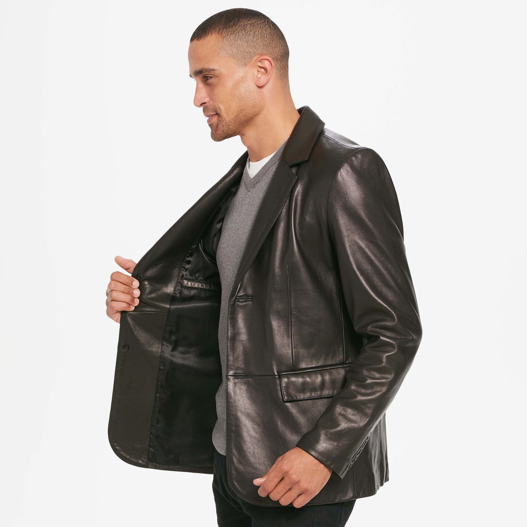 Tall Leather Blazer in Black for Men 