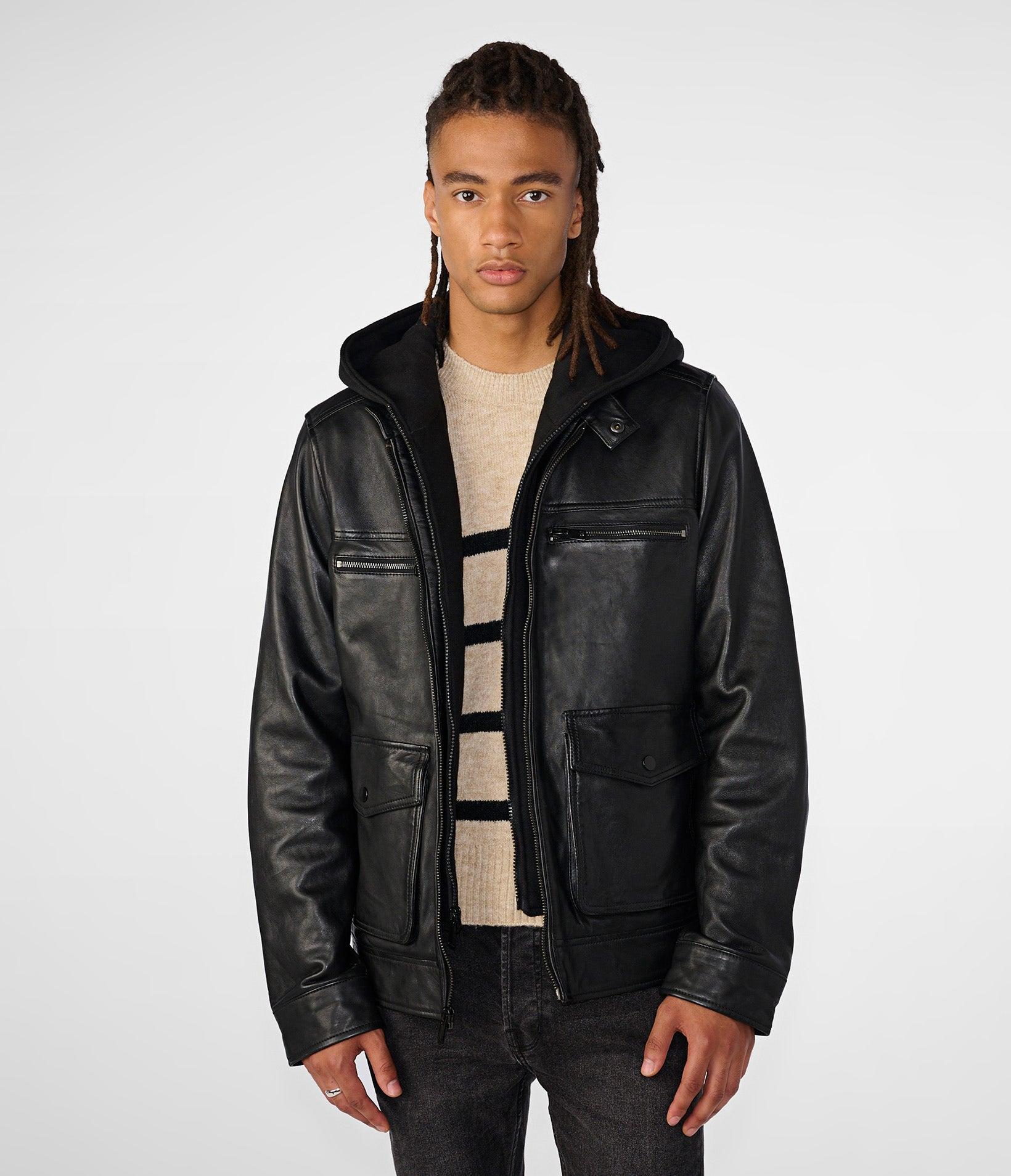 Wilsons Leather Adrian Leather Jacket With Hood in Black for Men | Lyst