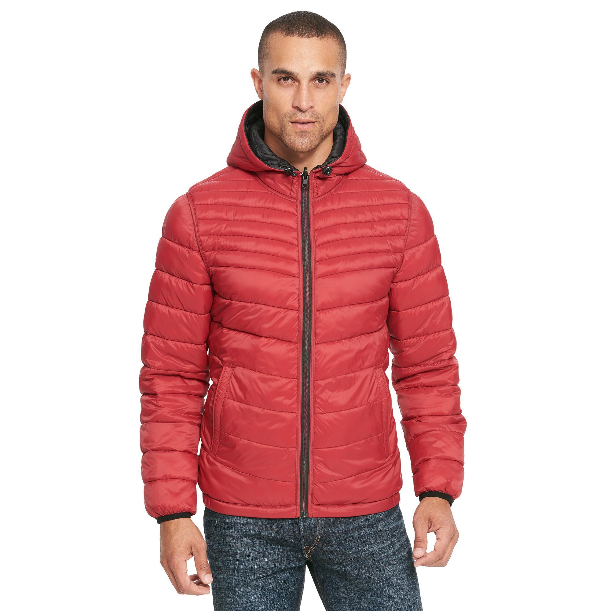 Wilsons Leather Synthetic Hooded Reversible Quilted Puffer Jacket in ...