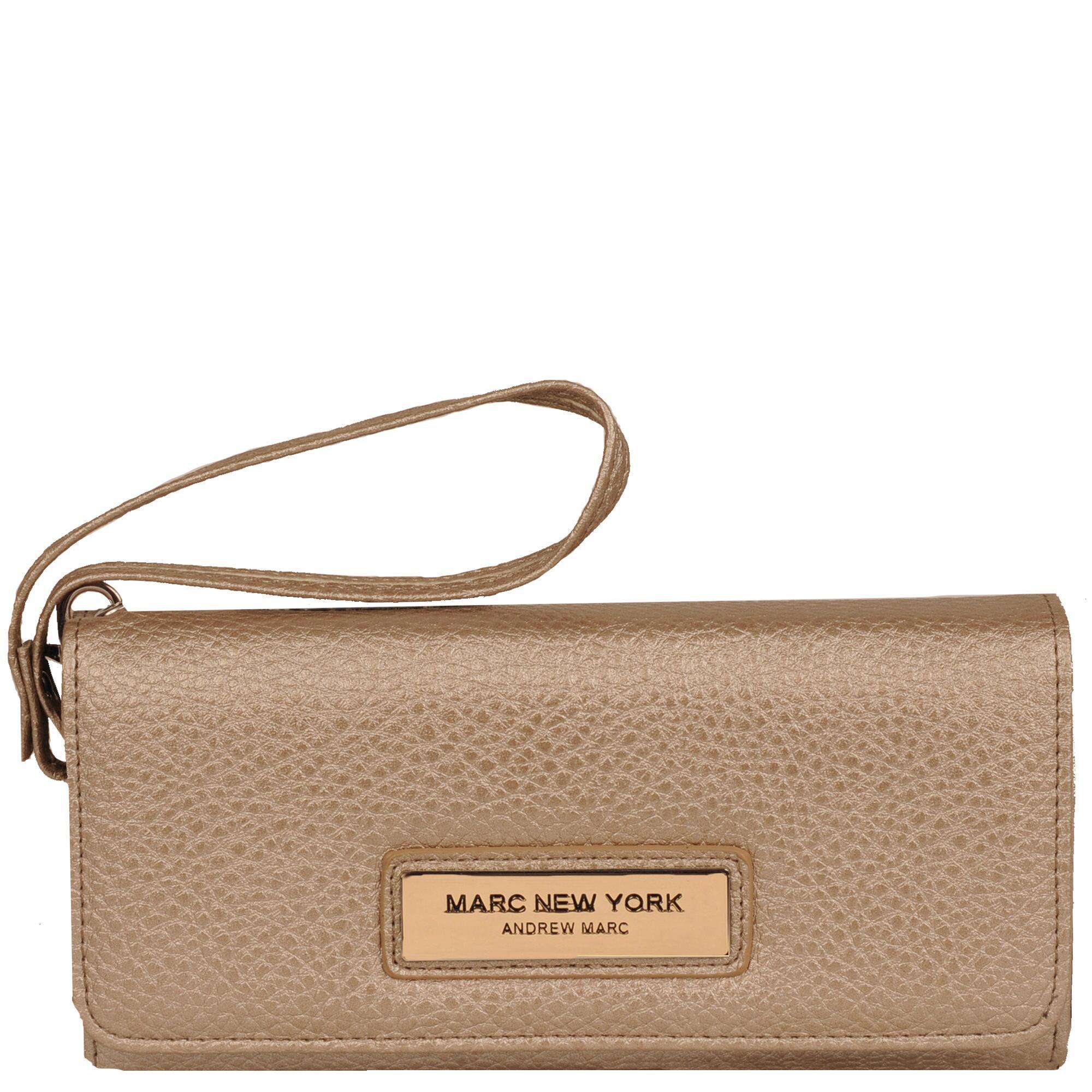 Wilsons Leather Marc New York Fold Over Faux-leather Wallet in Gold (Metallic) - Lyst