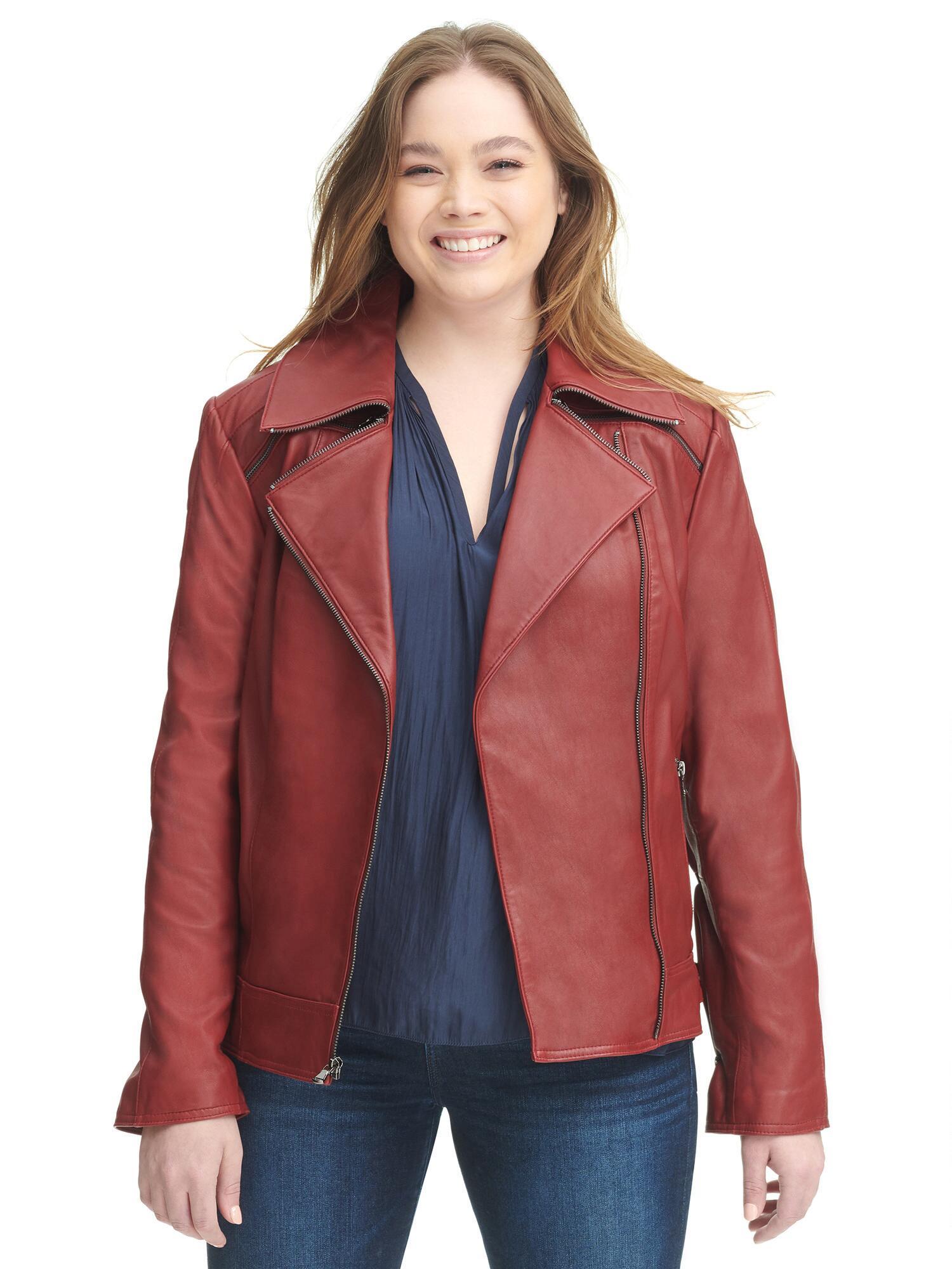 Wilsons Leather Plus Size Leather Jacket With Zipper Details in Red - Lyst