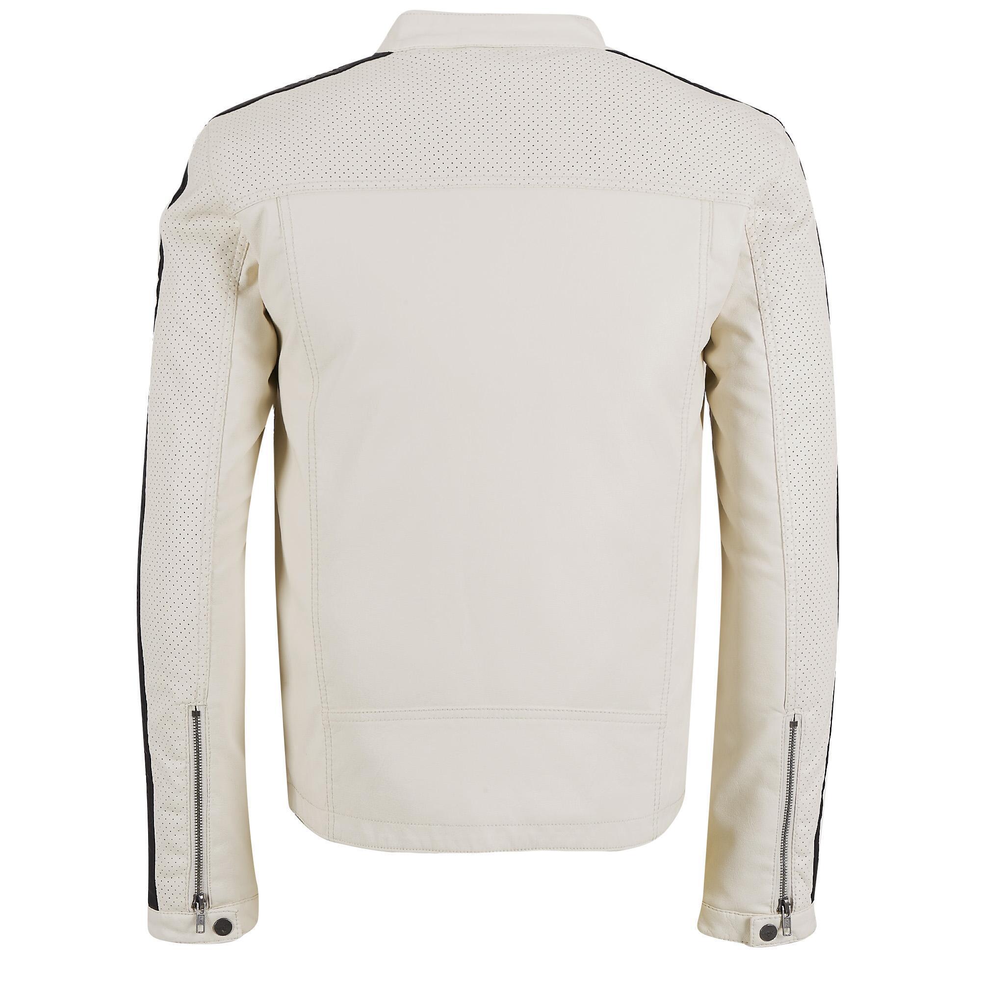 Wilsons Leather Stripe Sleeve Fauxleather Jacket in White for Men Lyst