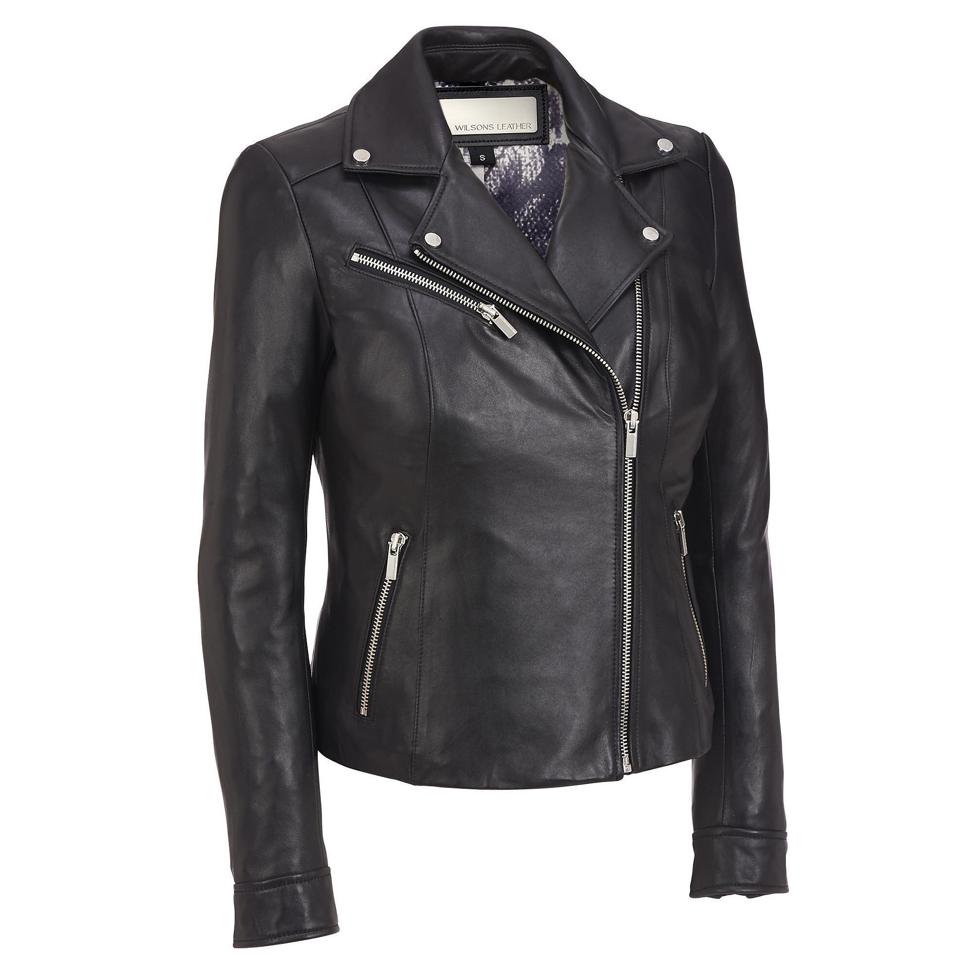 Wilsons Leather Plus Size Polished Classic Leather Cycle Jacket in ...