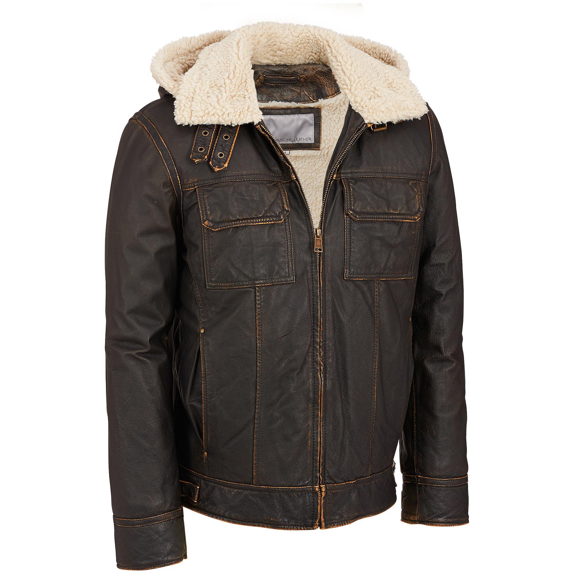 Wilsons Leather Vintage Leather Bomber Jacket W/ Fauxshearling Liner
