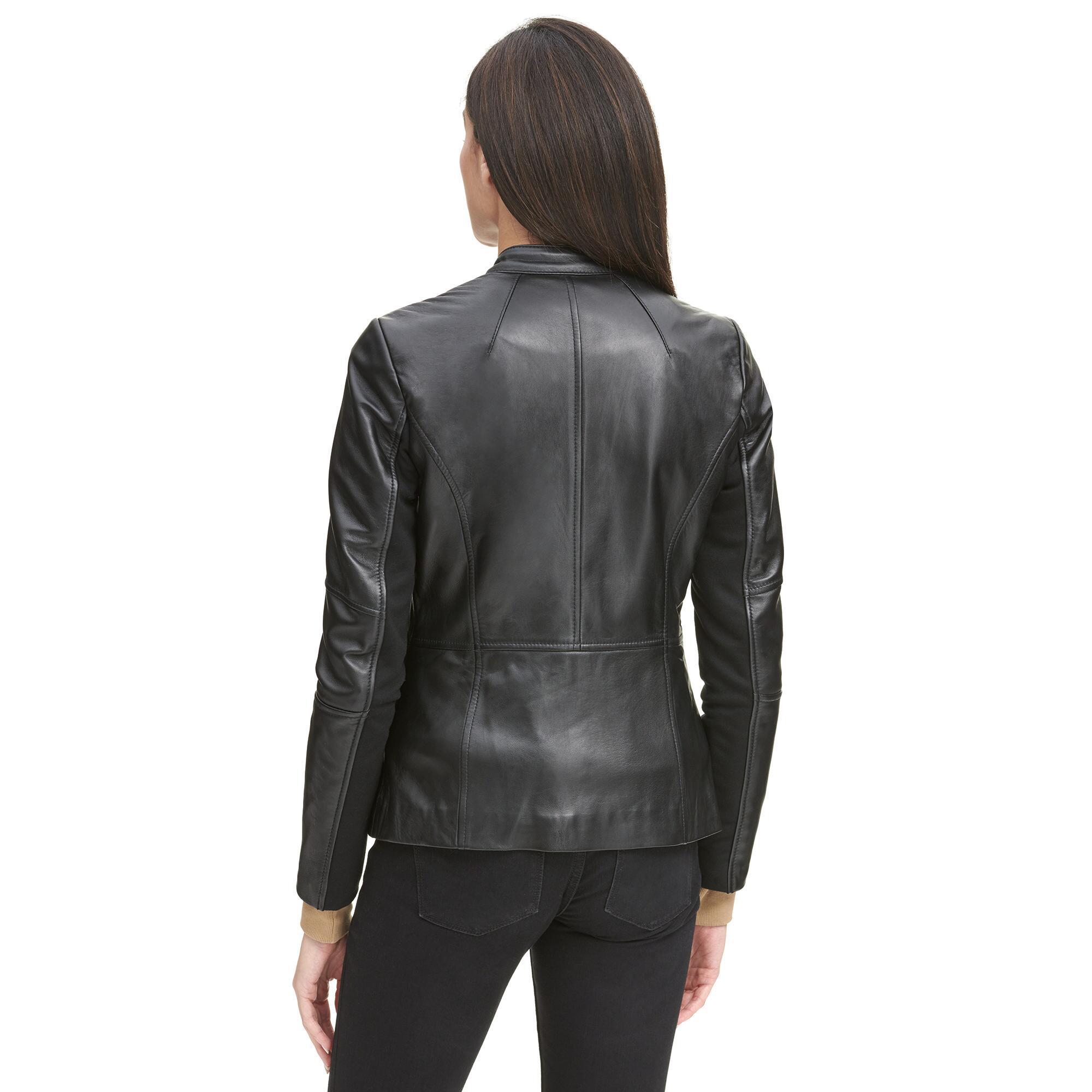 Wilsons Leather Designer Brand Center Zip Scuba Jacket In