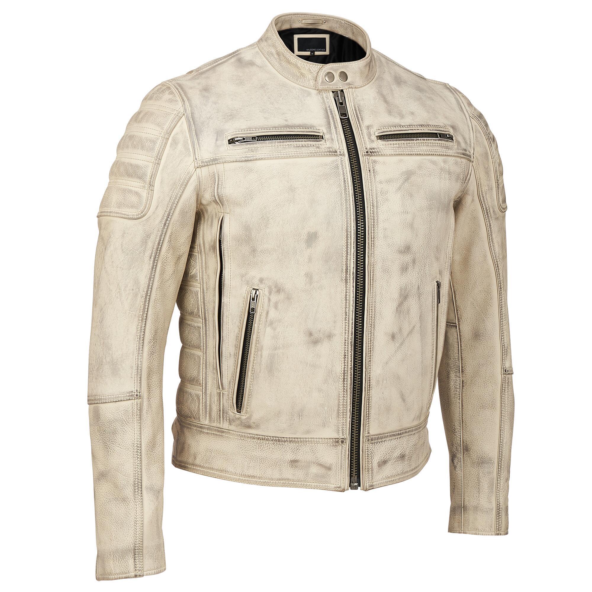 Wilsons Leather Performance Heavy Duty Weathered Leather Motorcycle Jacket  in White for Men | Lyst