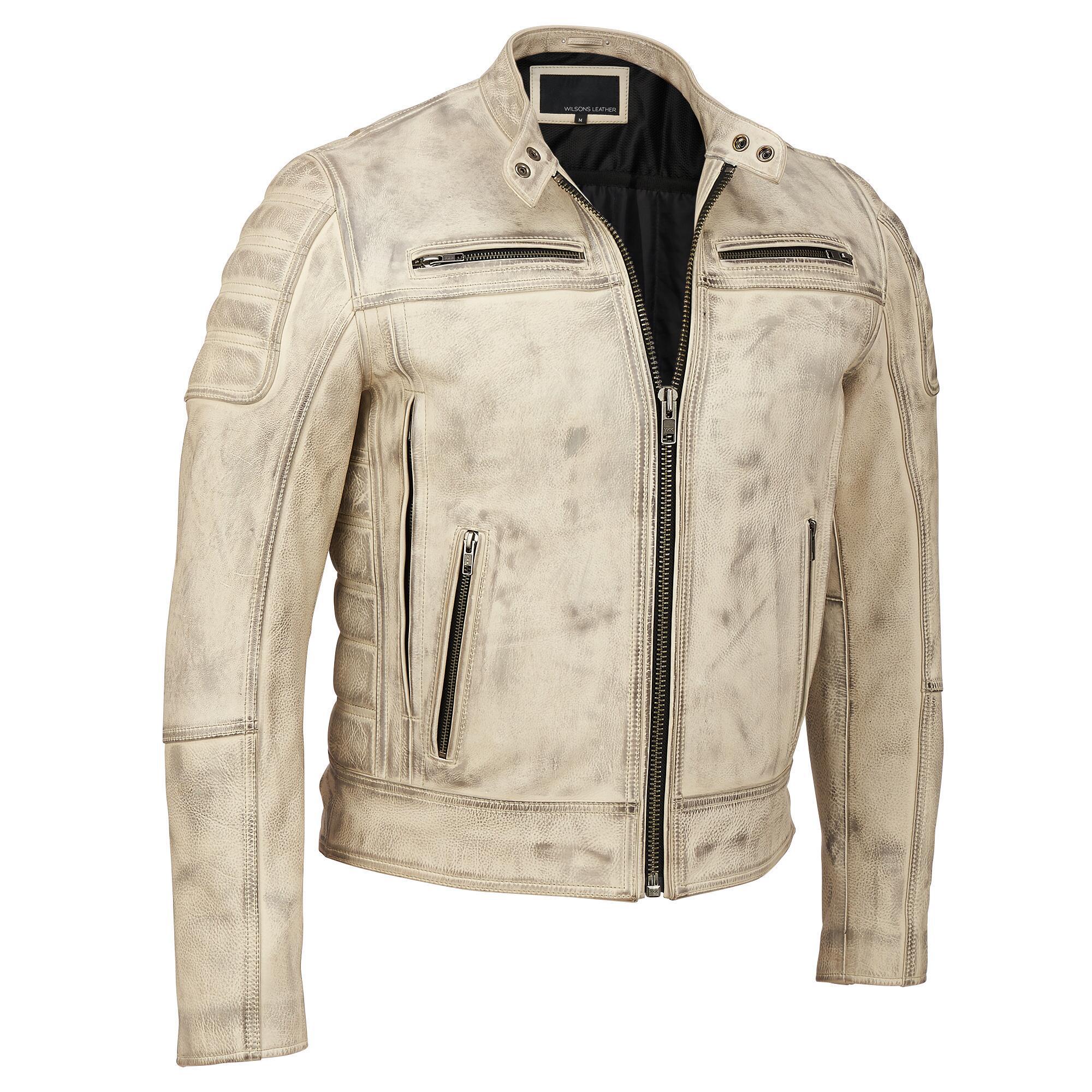Wilsons Leather Performance Heavy Duty Weathered Leather Motorcycle Jacket  in White for Men | Lyst