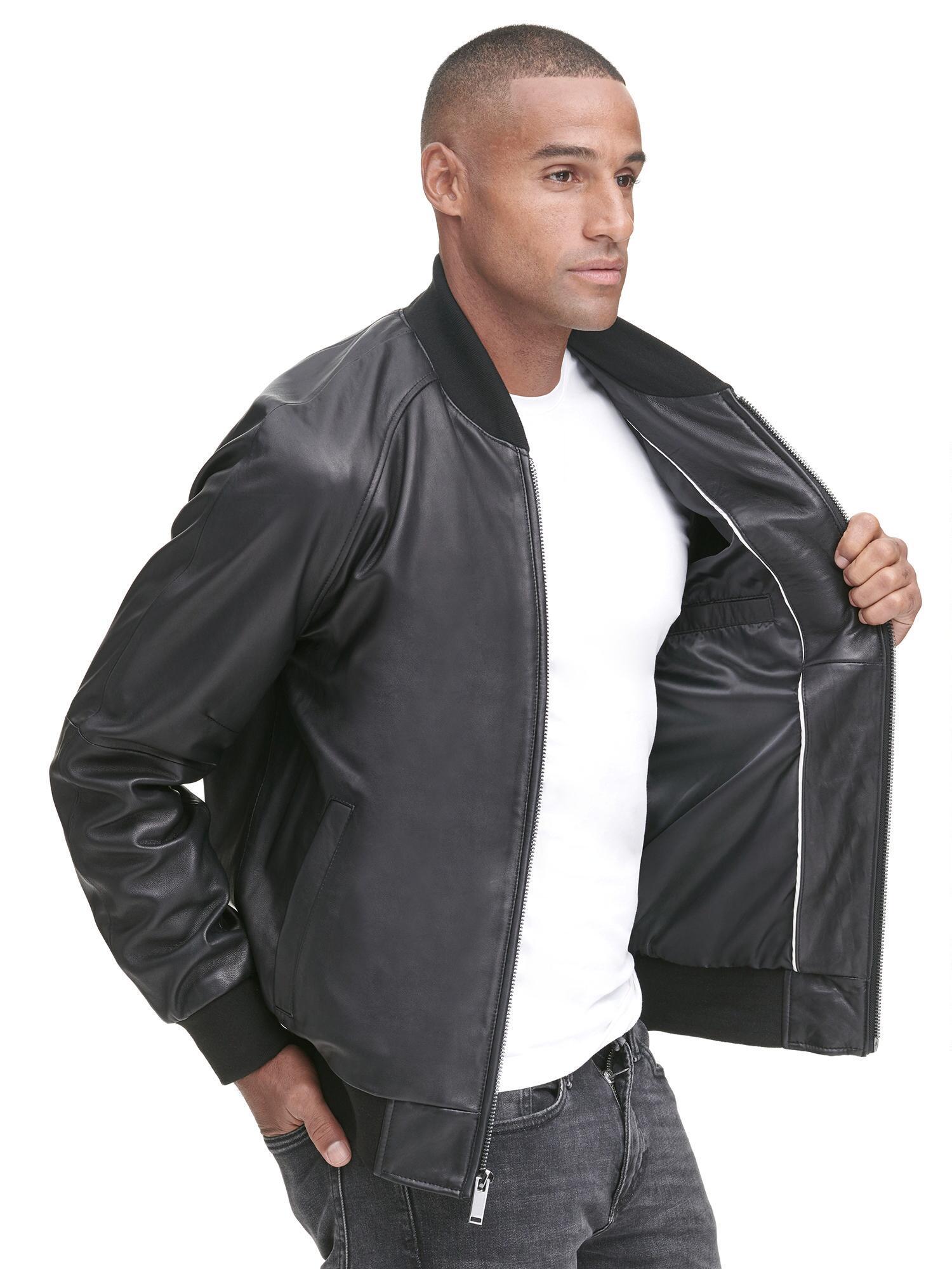 Men S Black Knit Trim Sporty Leather Er