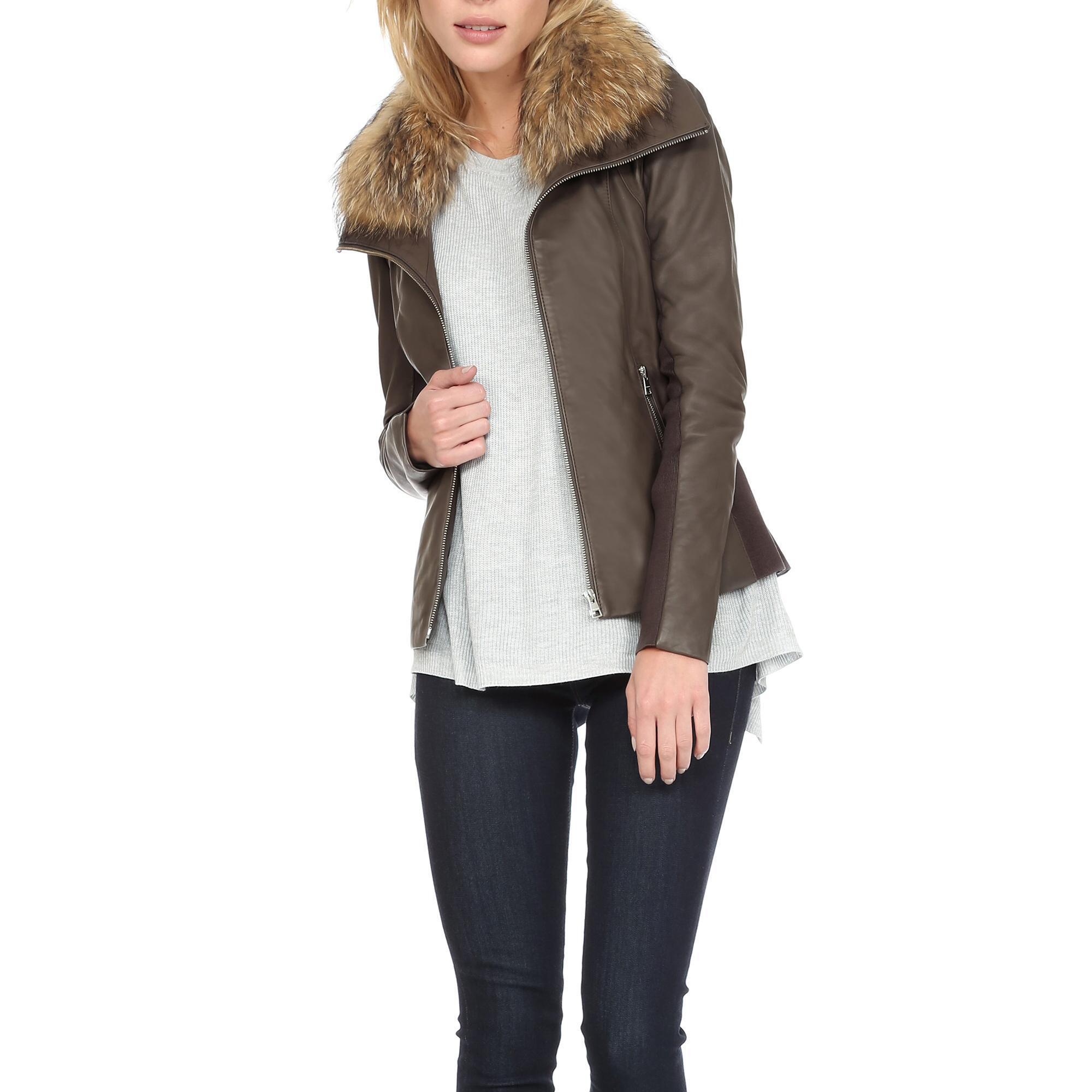 Wilsons Leather Soia Kyo Jacket W Rac Fur Collar In Wilsons Leather Women S Gray Soia Kyo Jacket W Rac Fur Collar