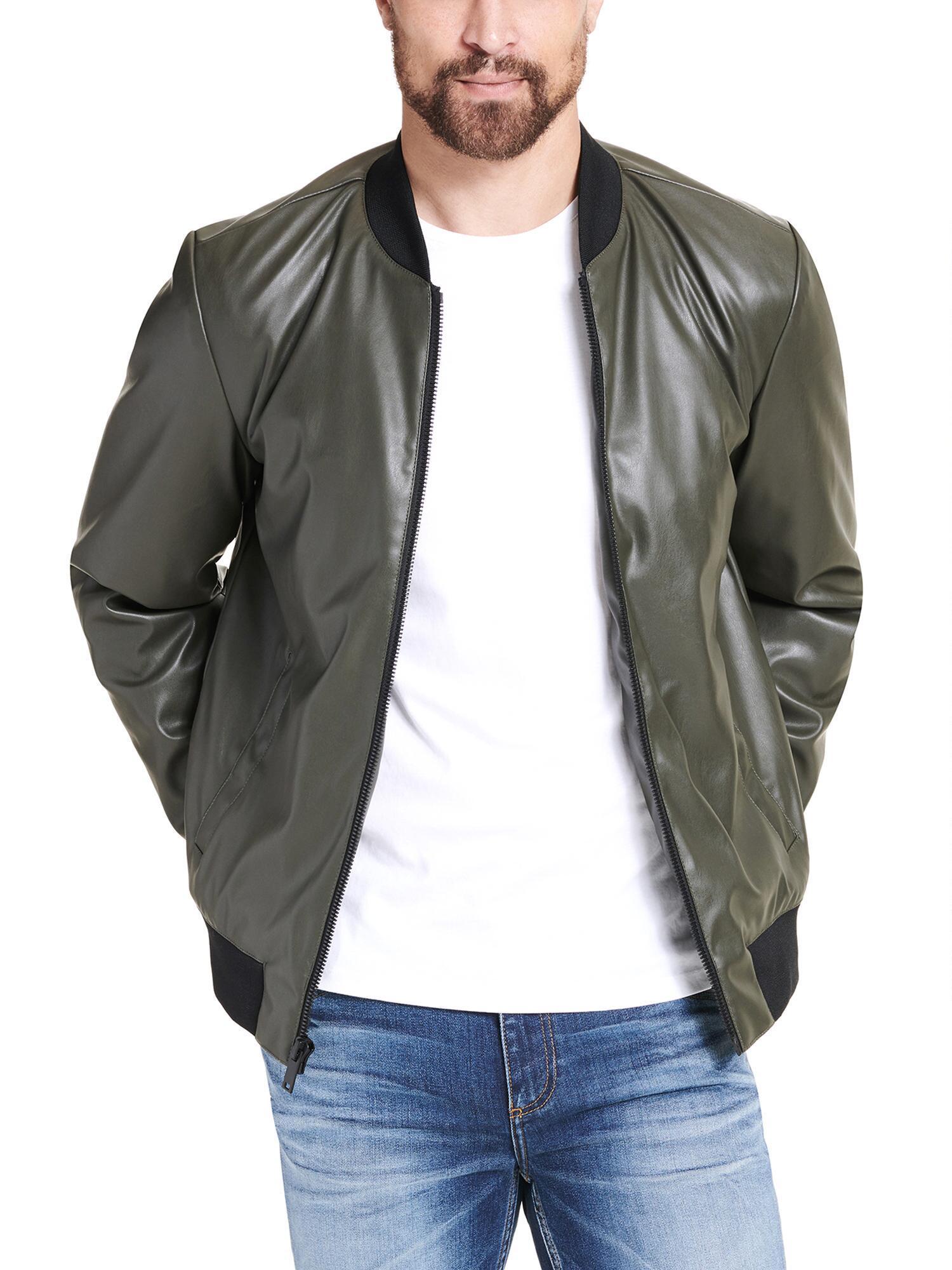 Wilsons Leather Faux-leather Bomber W/ Knit Trim in Olive (Green) for ...
