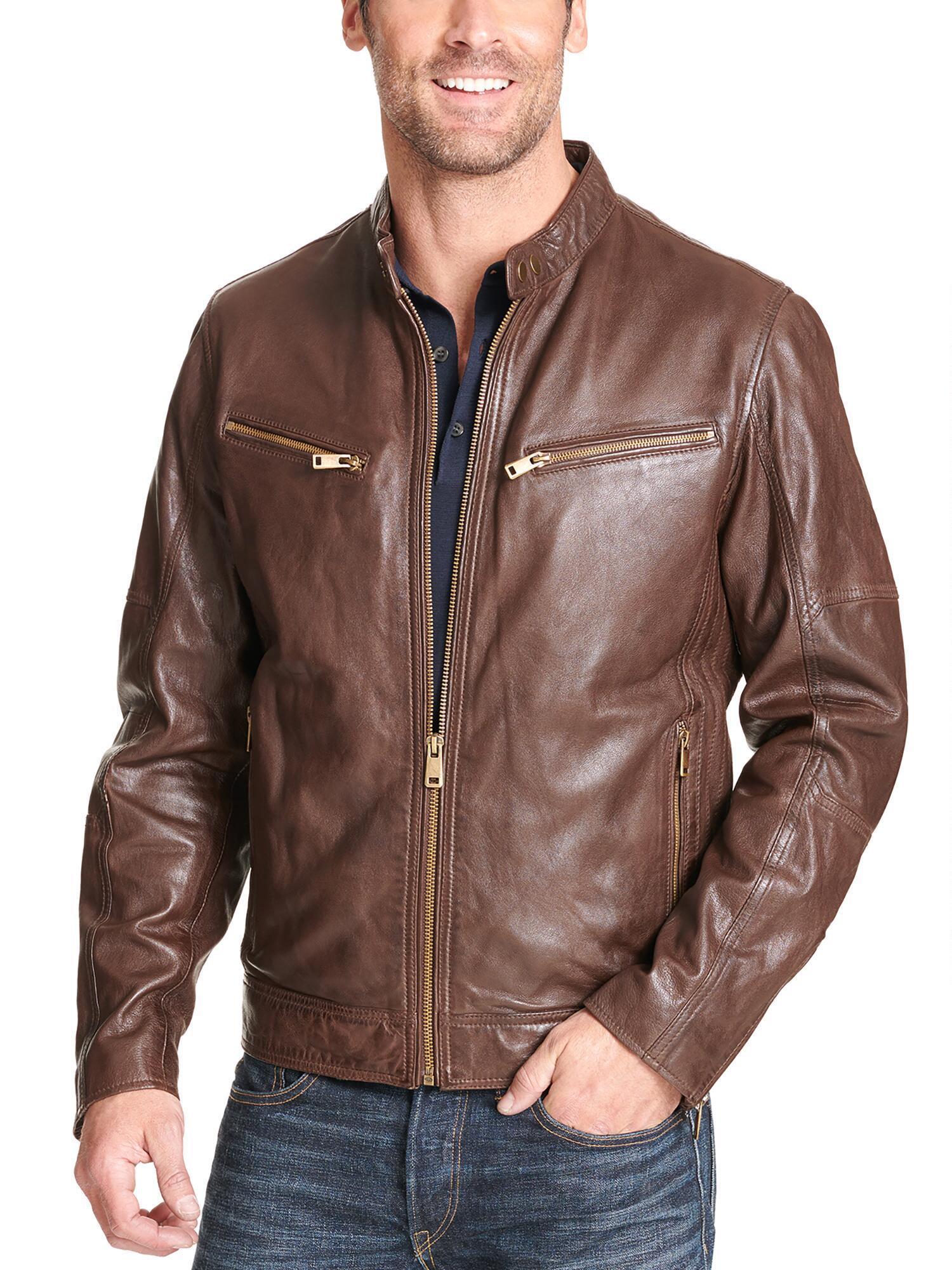 Wilsons Leather Brent Leather Moto Jacket in Brown for Men - Lyst