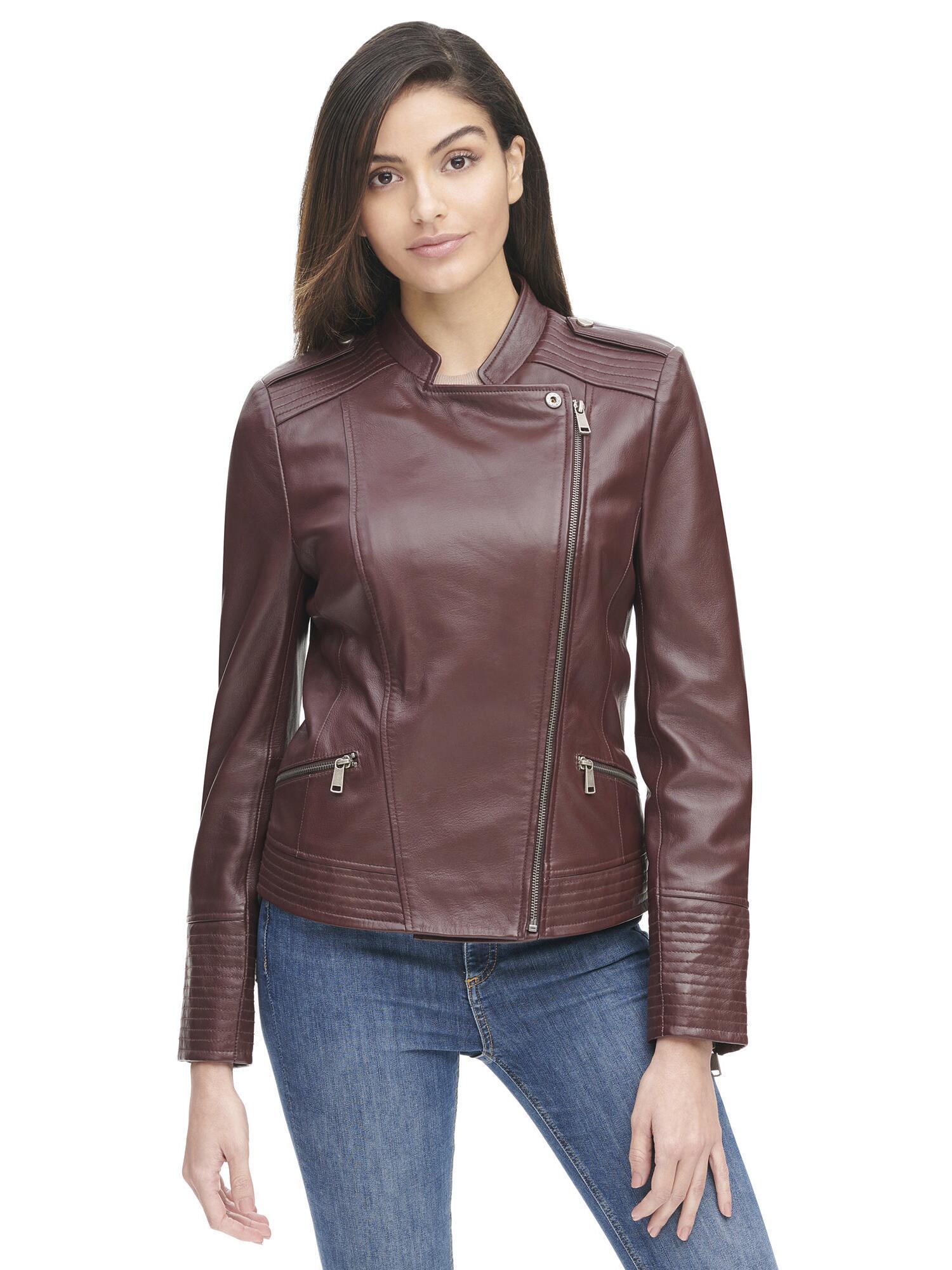 Wilsons Leather Monica Asymmetrical Leather Jacket in Red | Lyst