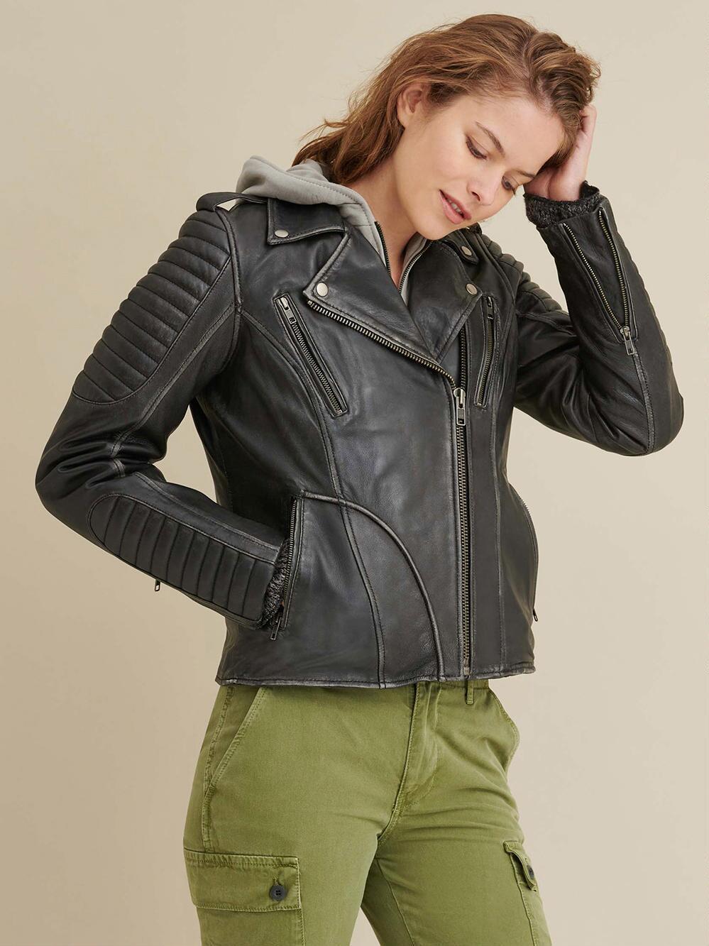 Wilsons Leather Quilted Shoulder Leather Moto Cycle Jacket in Black - Lyst