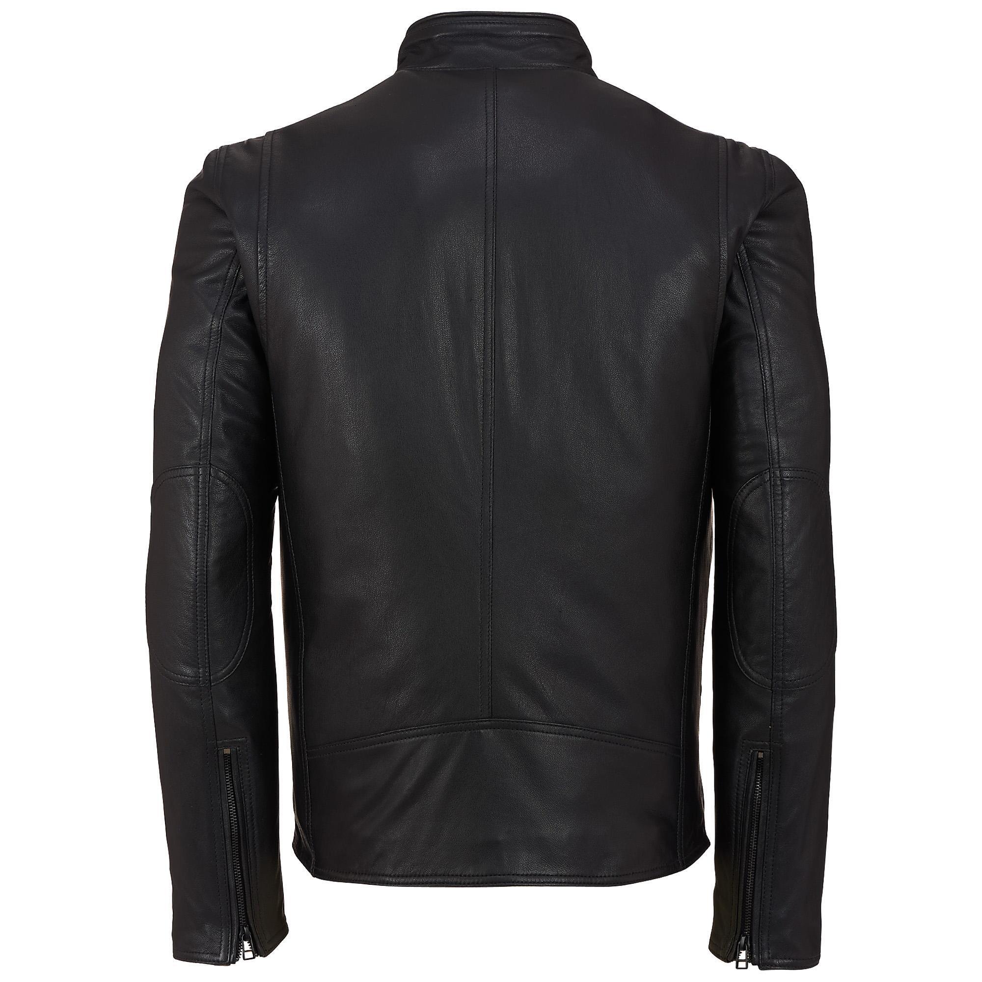 Wilsons Leather Black Rivet Leather Cycle Jacket W/ Zippered Chest ...