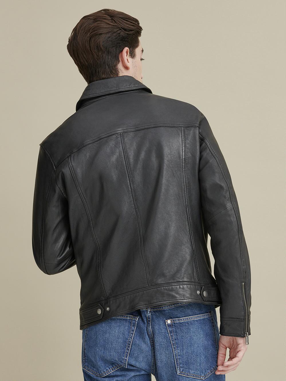 Zip Front Black Leather Jacket Pictures