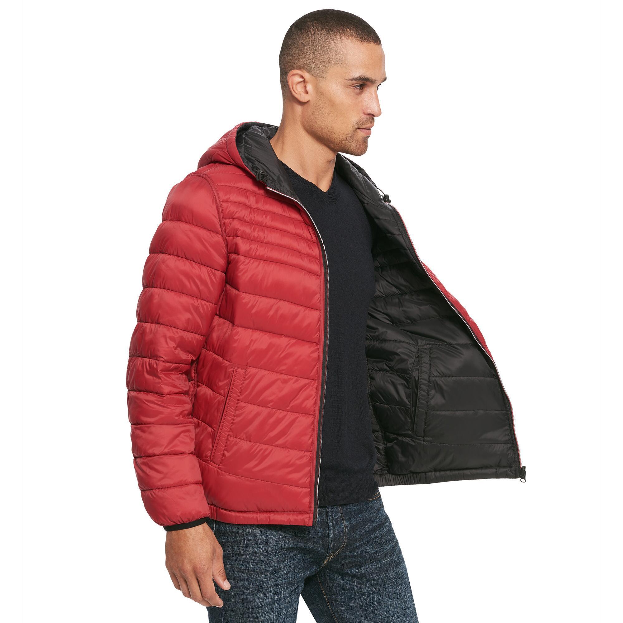 Wilsons Leather Synthetic Hooded Reversible Quilted Puffer Jacket in ...