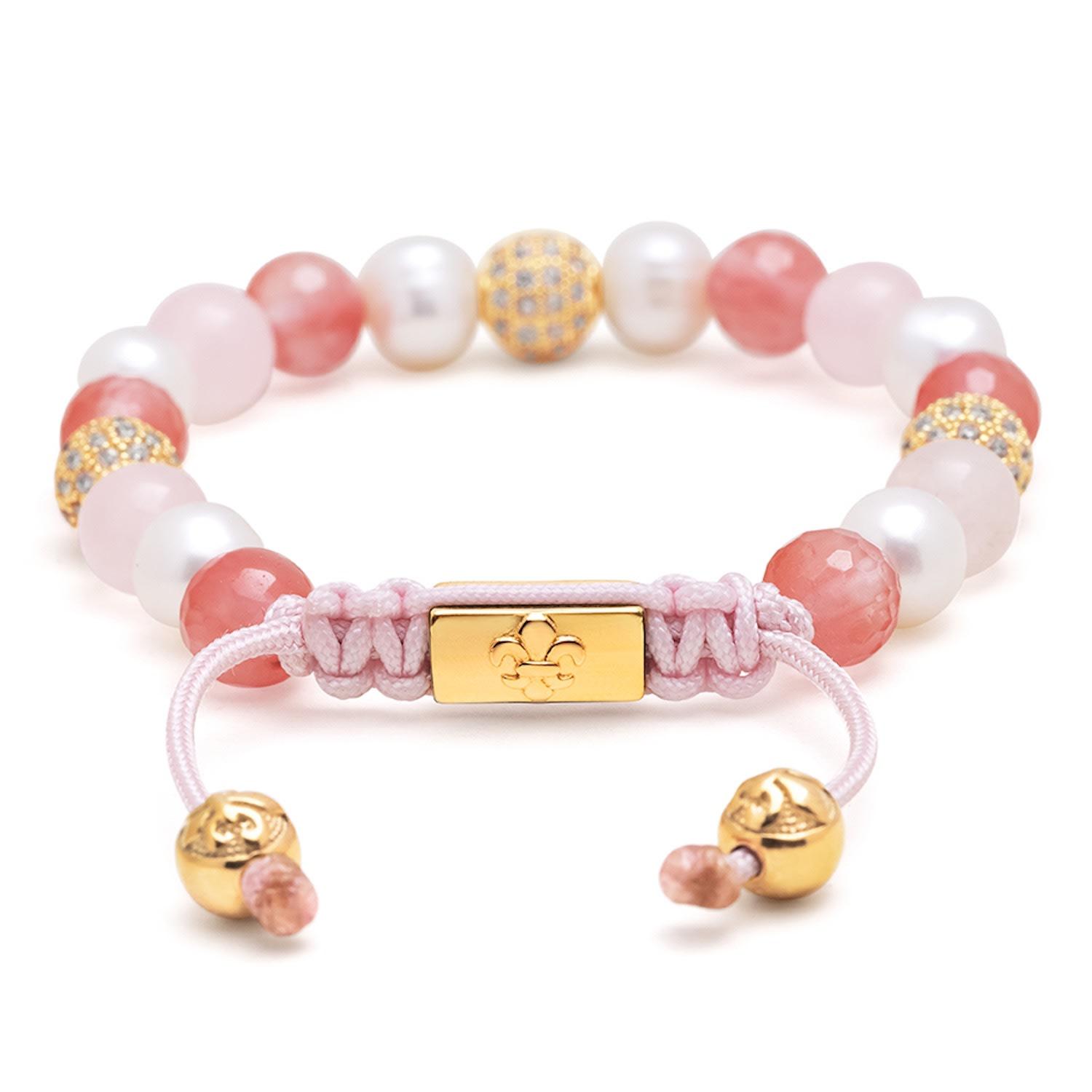 Nialaya Beaded Bracelet With Pearl, Rose Quartz, Cherry Quartz And Gold in  Pink | Lyst