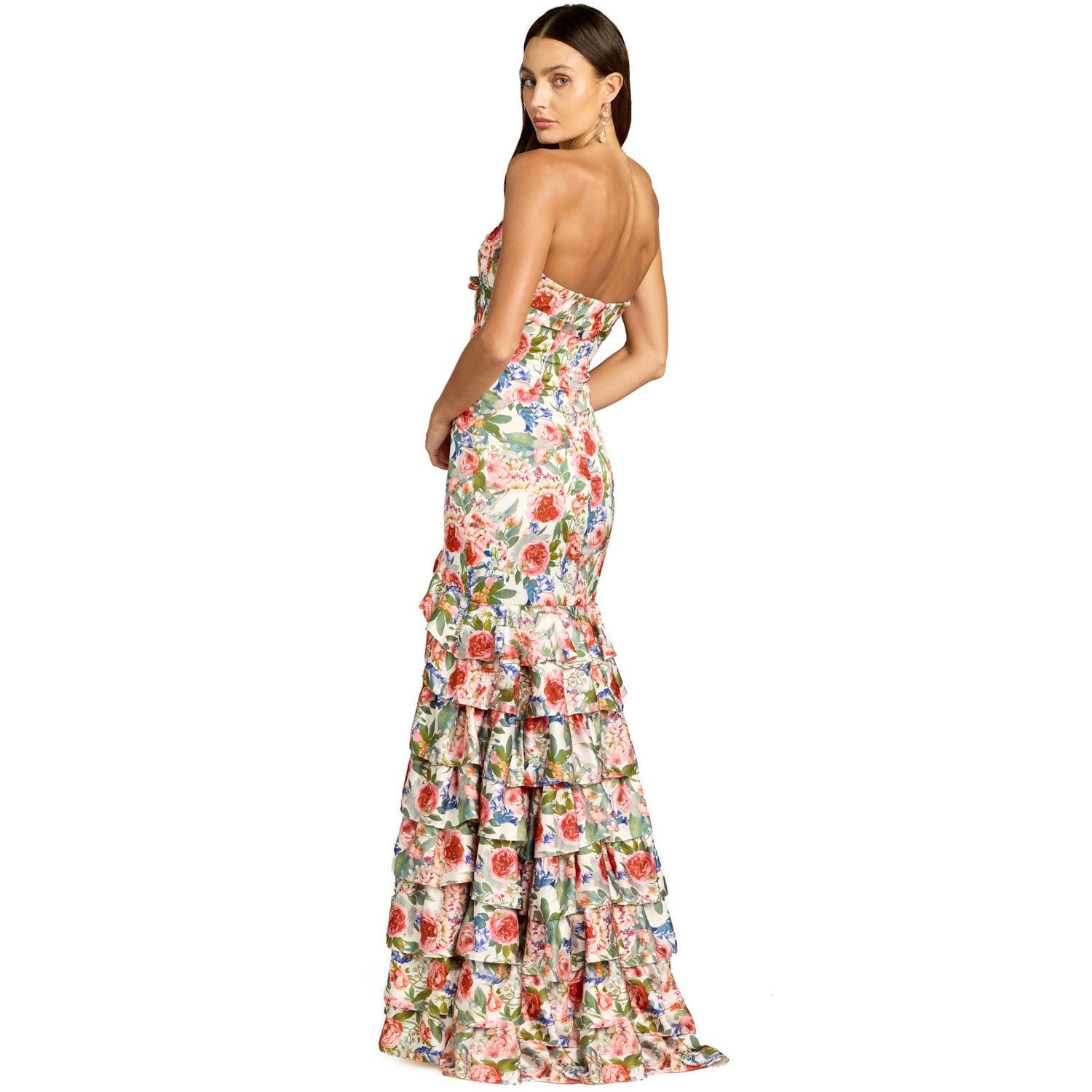 how to wear bras with backless dresses Mac Duggal 11980 Floral Long Formal Ball Gown Prom Dress  The Dress Outlet