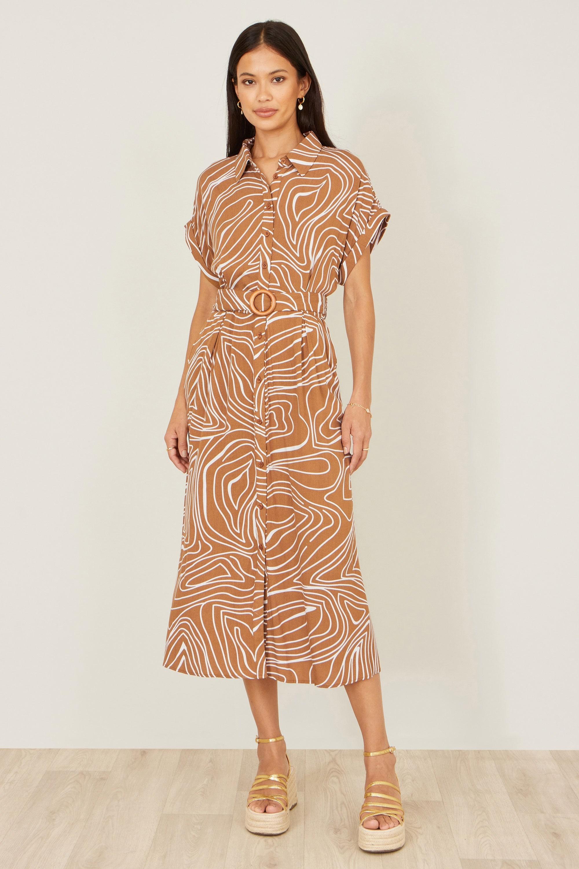brown swirl print dress Pumpkin Swirl Shift Dress Curves  Impressions Online Boutique