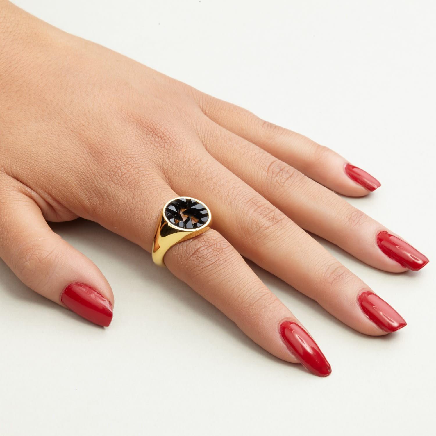 Kasun Signet Black Onyx Gold Ring In Metallic Lyst